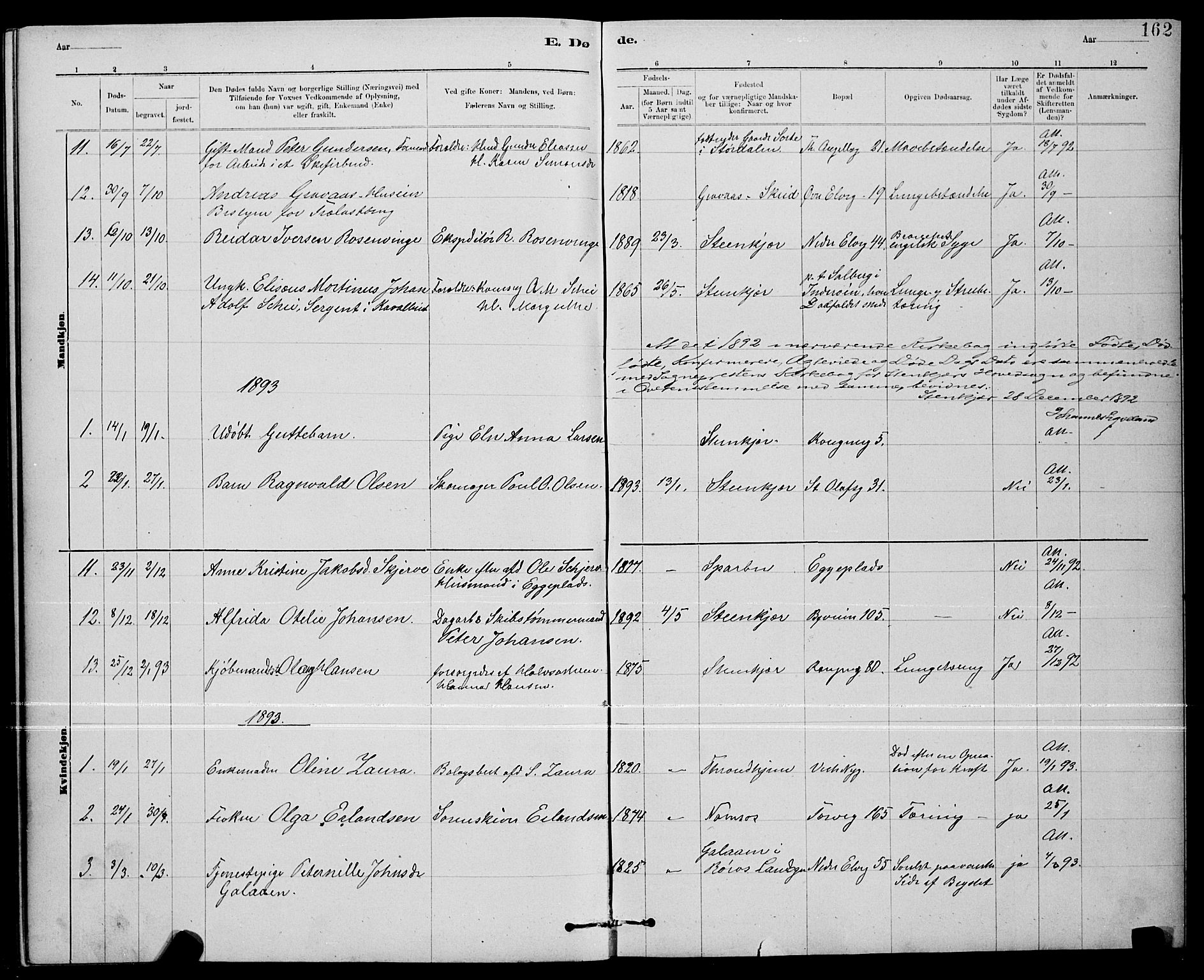 Ministerialprotokoller, klokkerbøker og fødselsregistre - Nord-Trøndelag, SAT/A-1458/739/L0374: Parish register (copy) no. 739C02, 1883-1898, p. 162