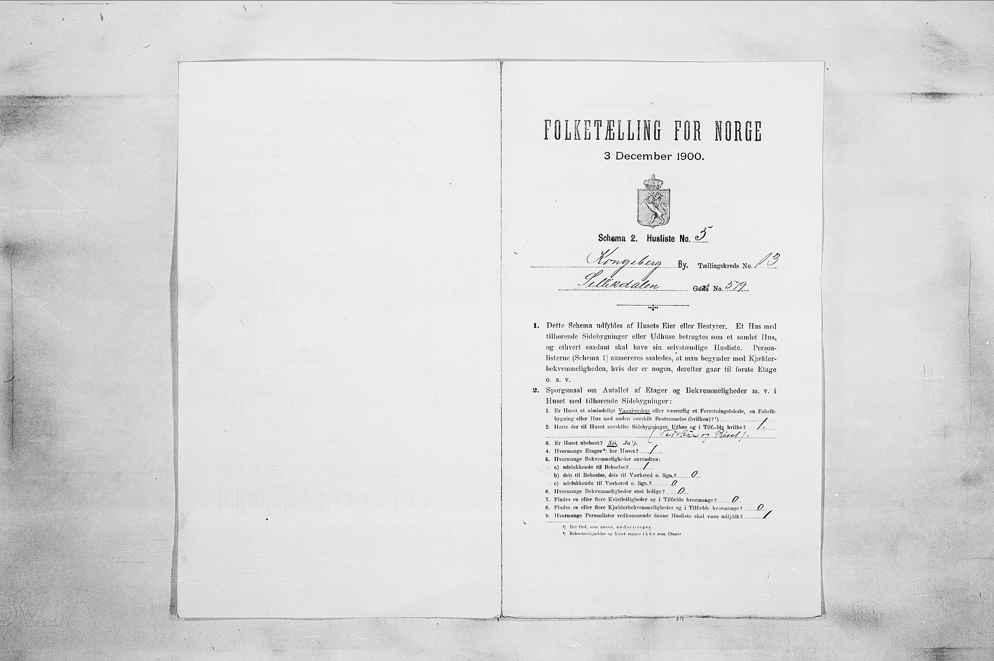 RA, 1900 census for Kongsberg, 1900, p. 2246