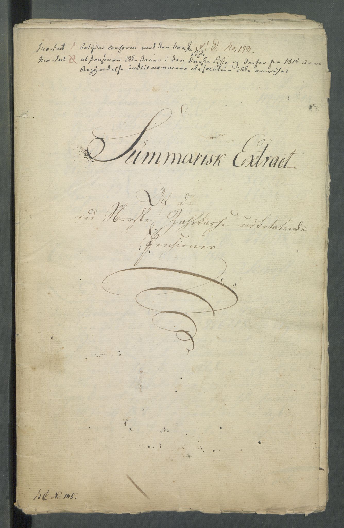 Departementene i 1814, RA/S-3899/Fa/L0027: Bokholderkontoret - "En del fortegnelser fra 1814 over pensjoner og vartpenge", 1814, p. 43