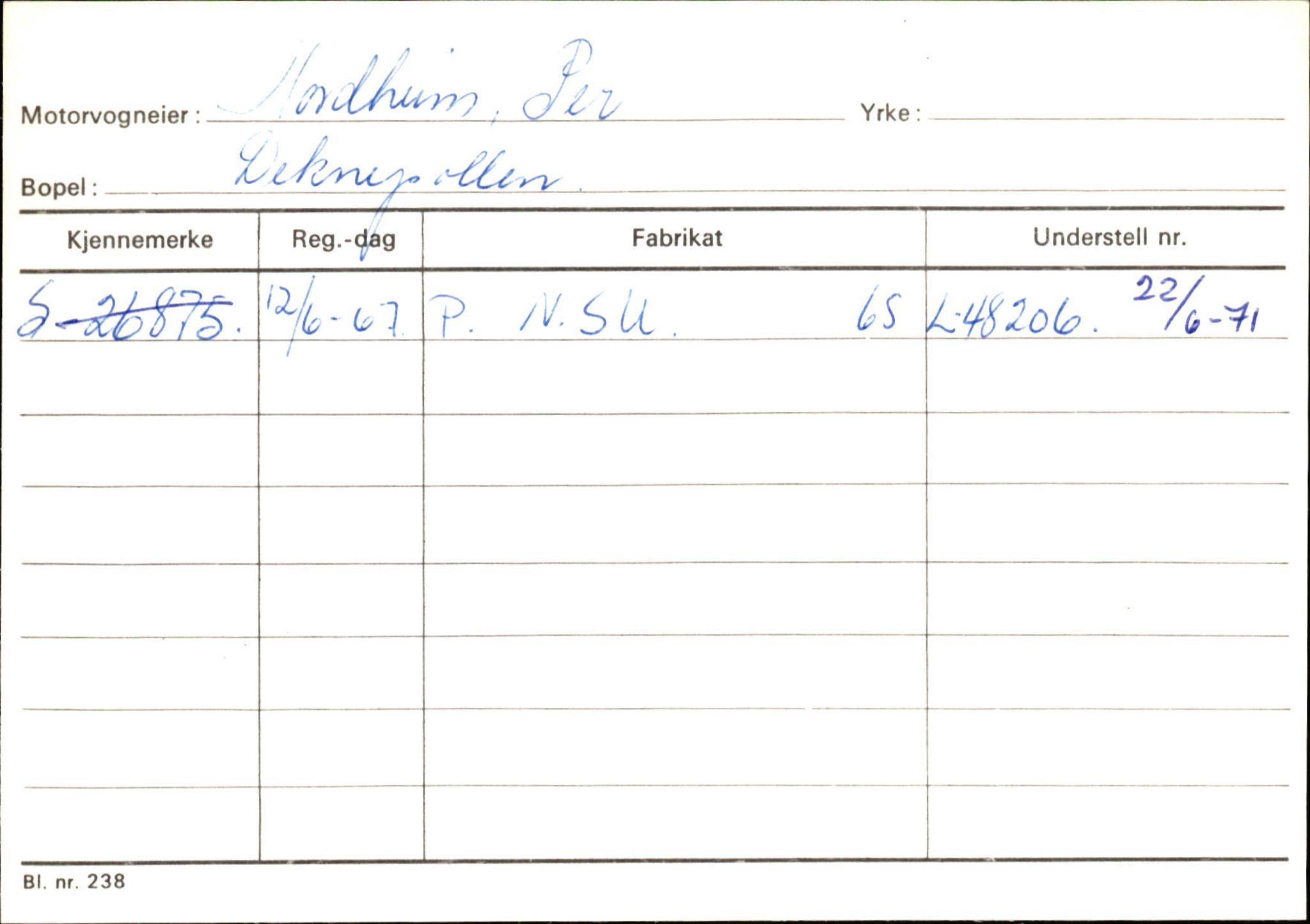 Statens vegvesen, Sogn og Fjordane vegkontor, AV/SAB-A-5301/4/F/L0144: Registerkort Vågsøy A-R, 1945-1975, p. 2040