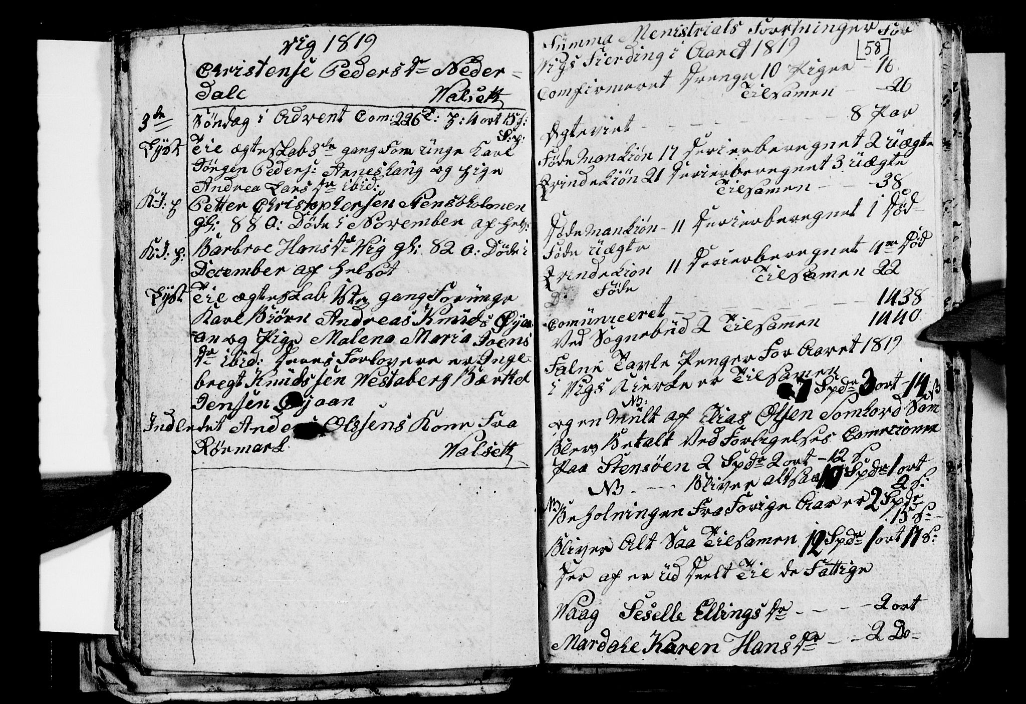 Ministerialprotokoller, klokkerbøker og fødselsregistre - Nordland, AV/SAT-A-1459/812/L0185: Parish register (copy) no. 812C03, 1815-1837, p. 58