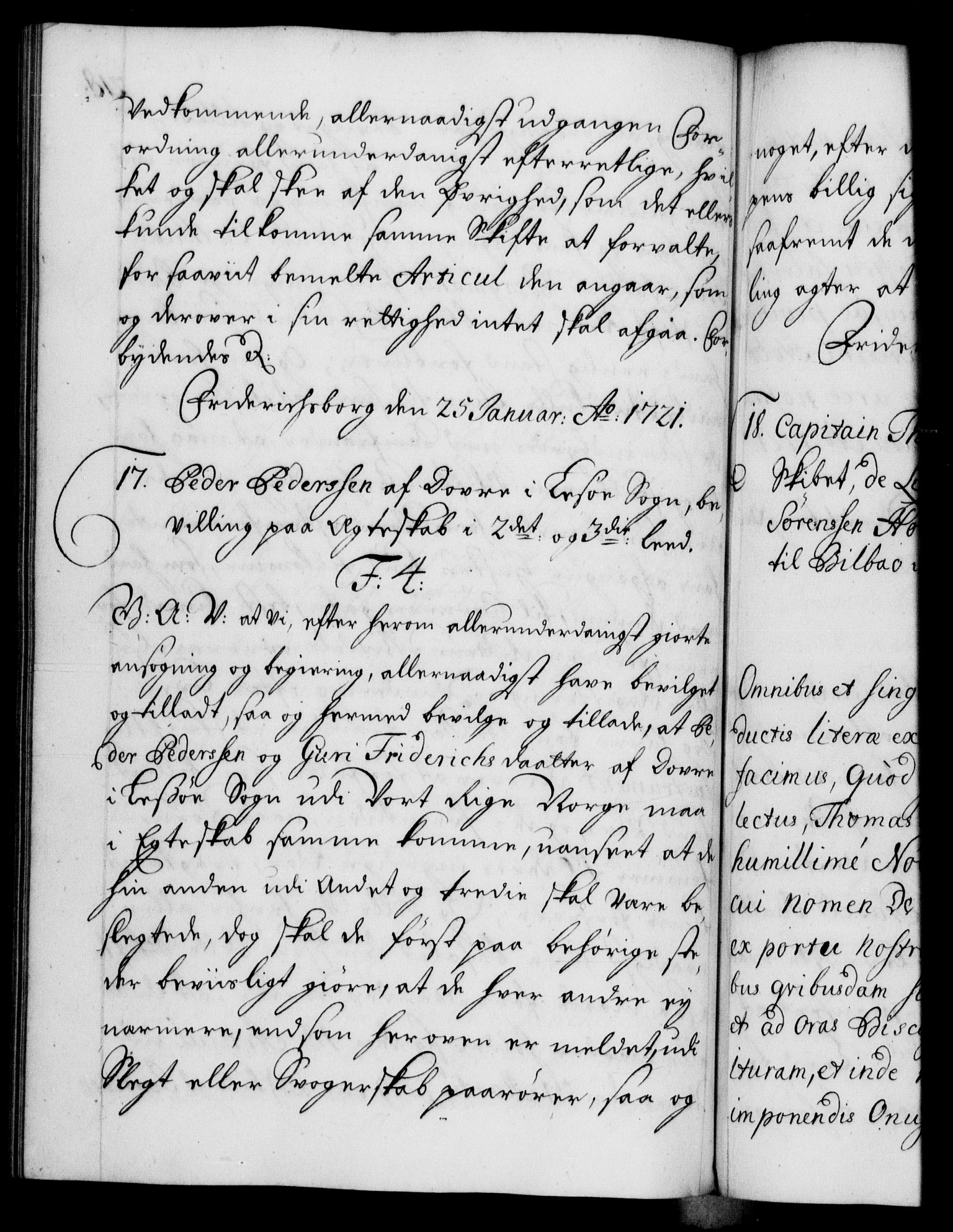 Danske Kanselli 1572-1799, AV/RA-EA-3023/F/Fc/Fca/Fcaa/L0023: Norske registre, 1720-1722, p. 218b