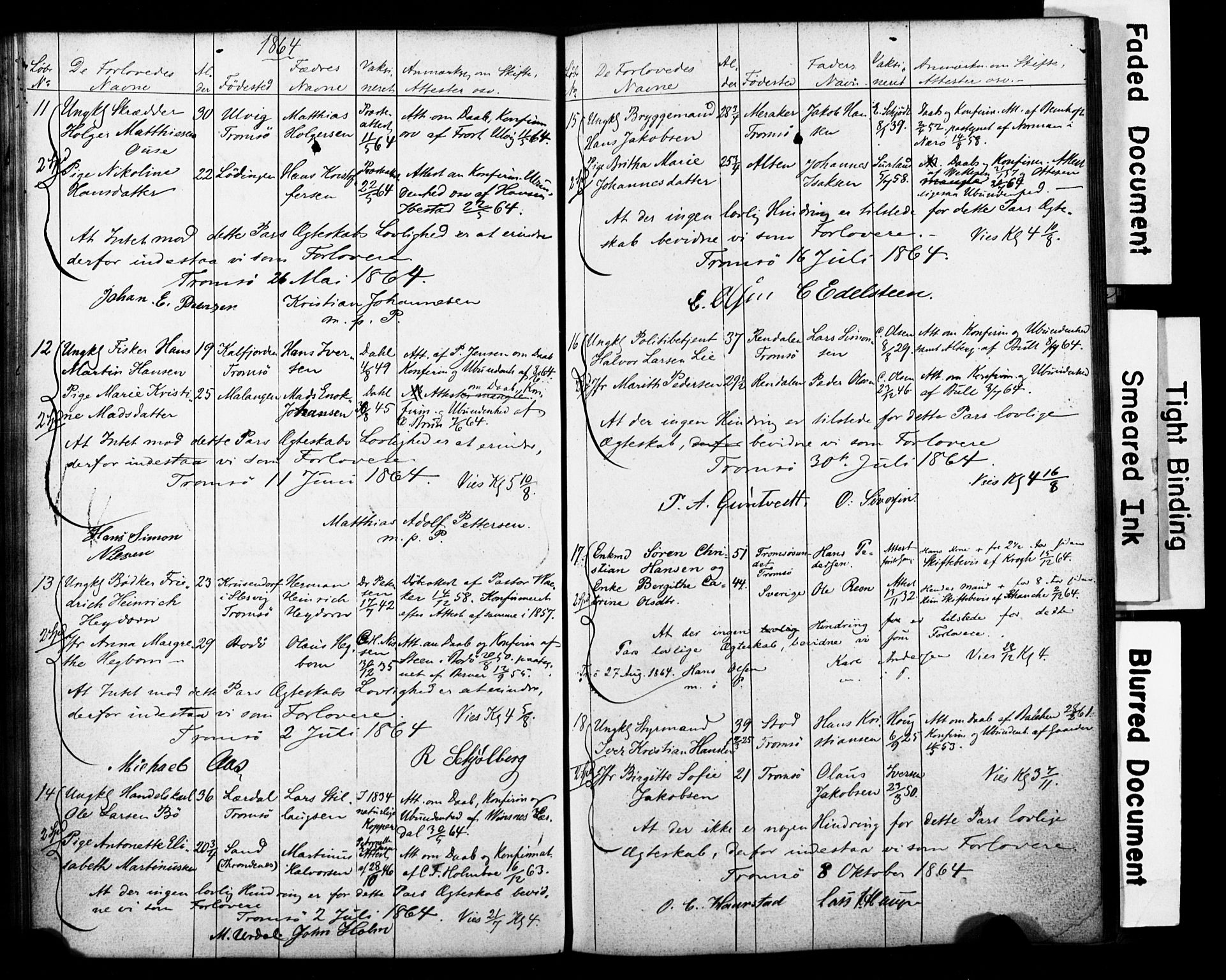 Tromsø sokneprestkontor/stiftsprosti/domprosti, SATØ/S-1343/H/Hc/L0097: Banns register no. 3, 1851-1872