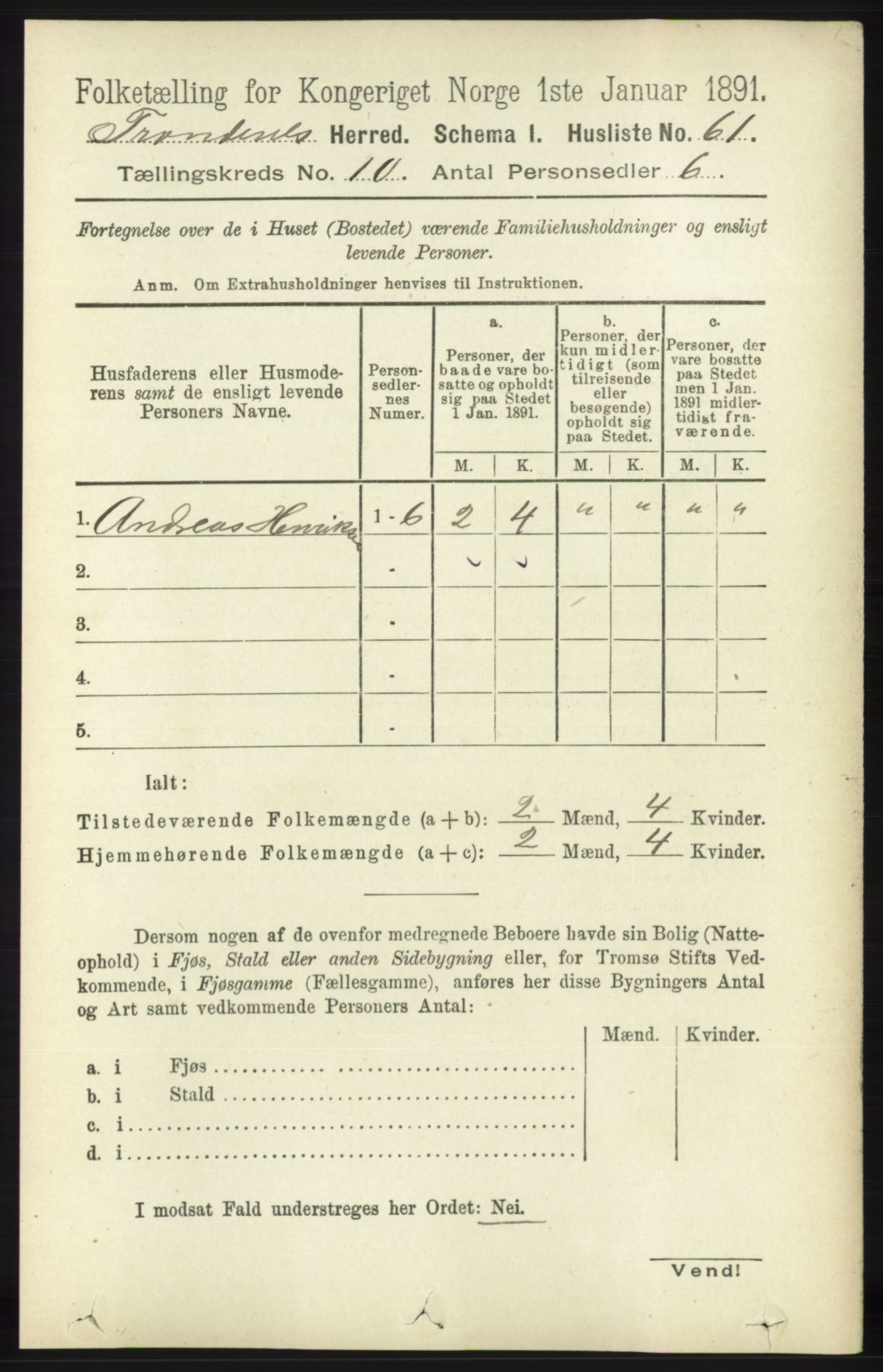 RA, 1891 census for 1914 Trondenes, 1891, p. 7494