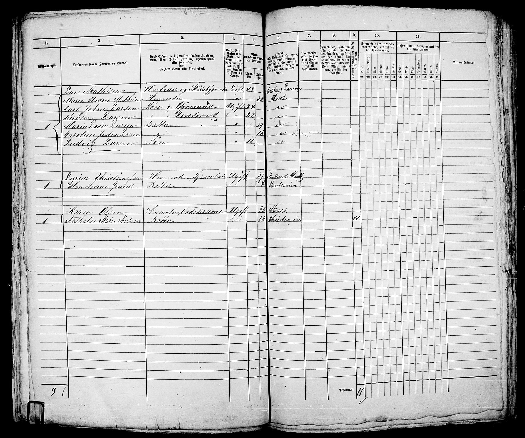 RA, 1865 census for Kristiania, 1865, p. 1393