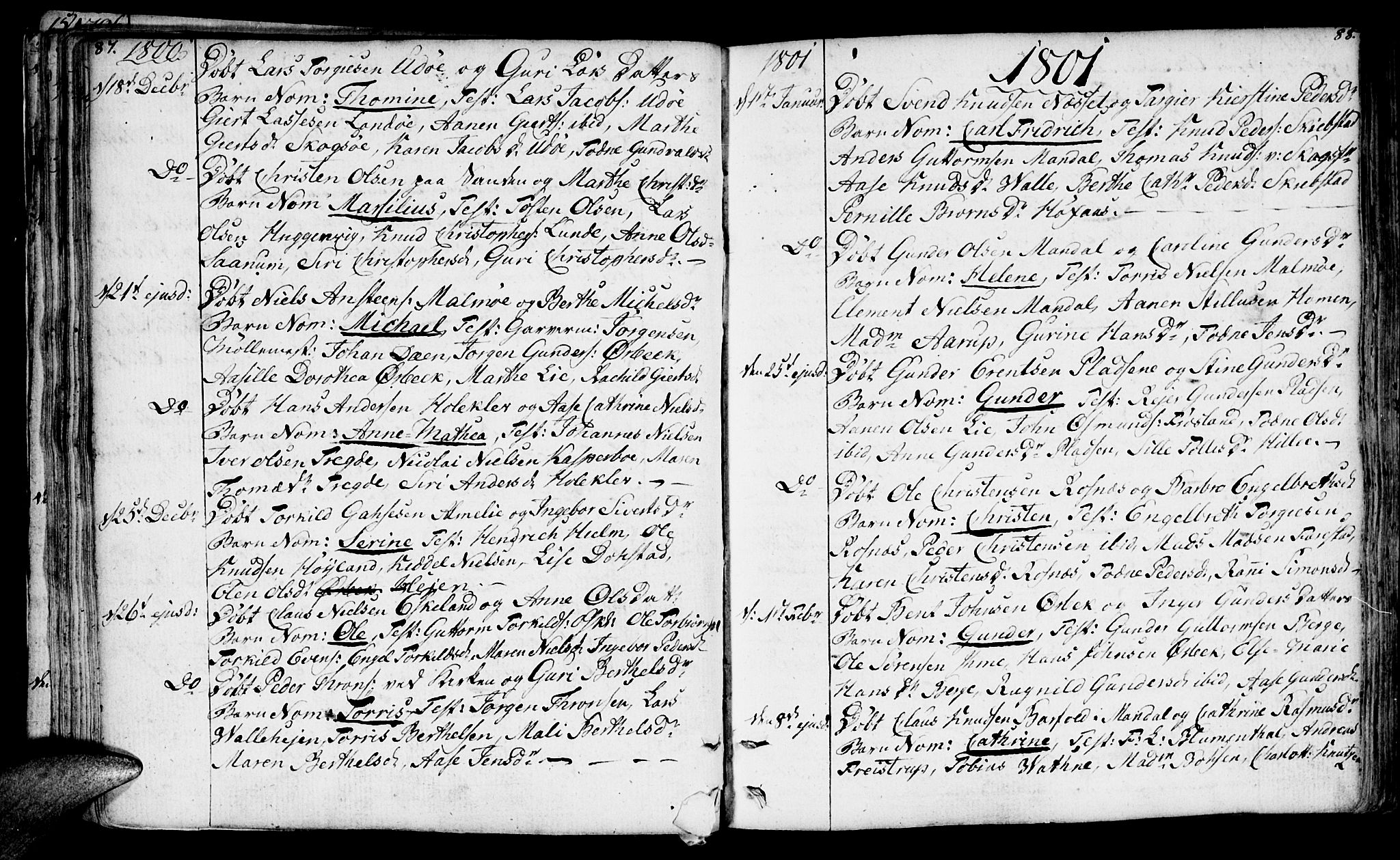 Mandal sokneprestkontor, SAK/1111-0030/F/Fa/Faa/L0008: Parish register (official) no. A 8, 1794-1817, p. 87-88