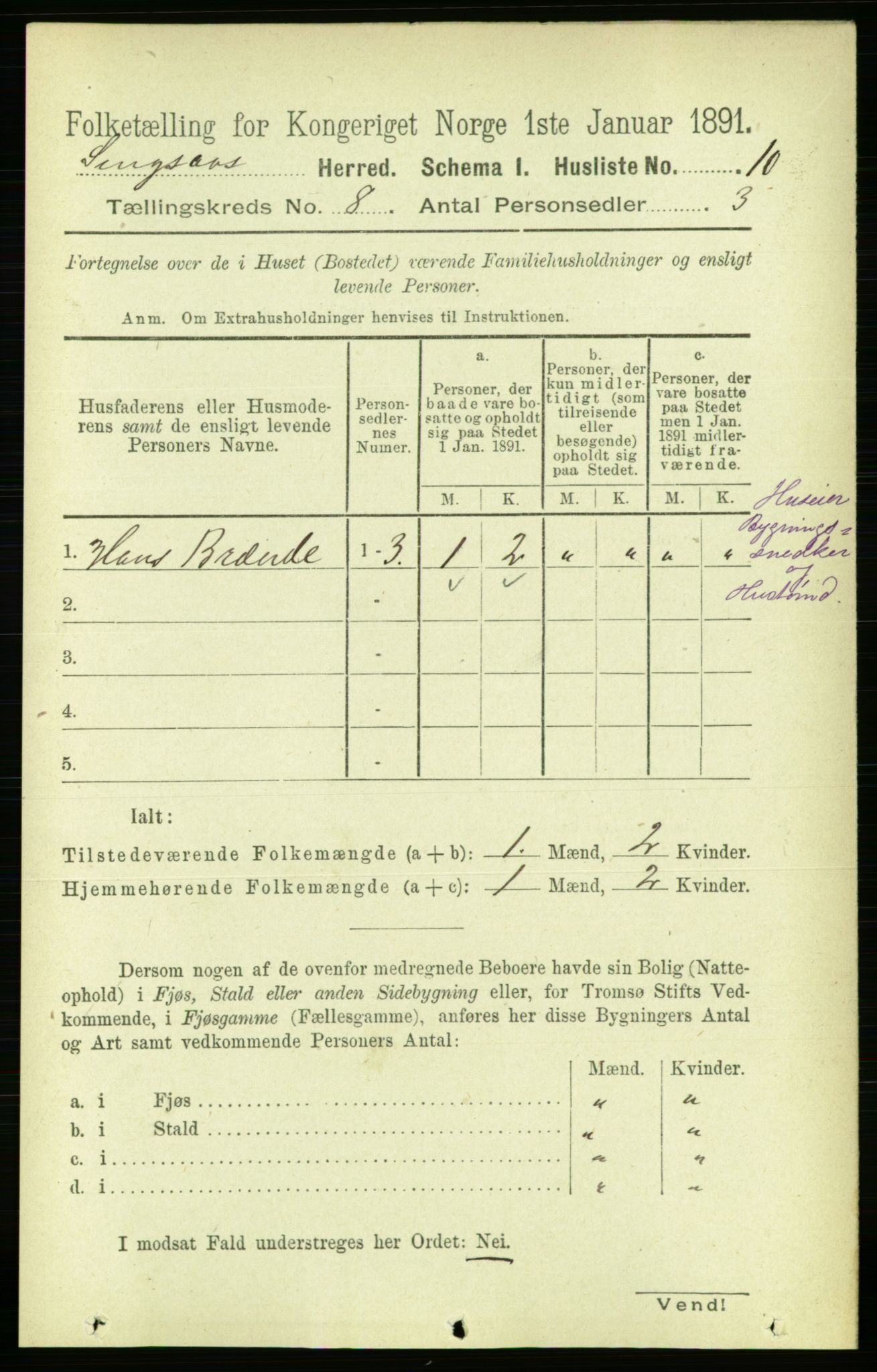 RA, 1891 census for 1646 Singsås, 1891, p. 1683