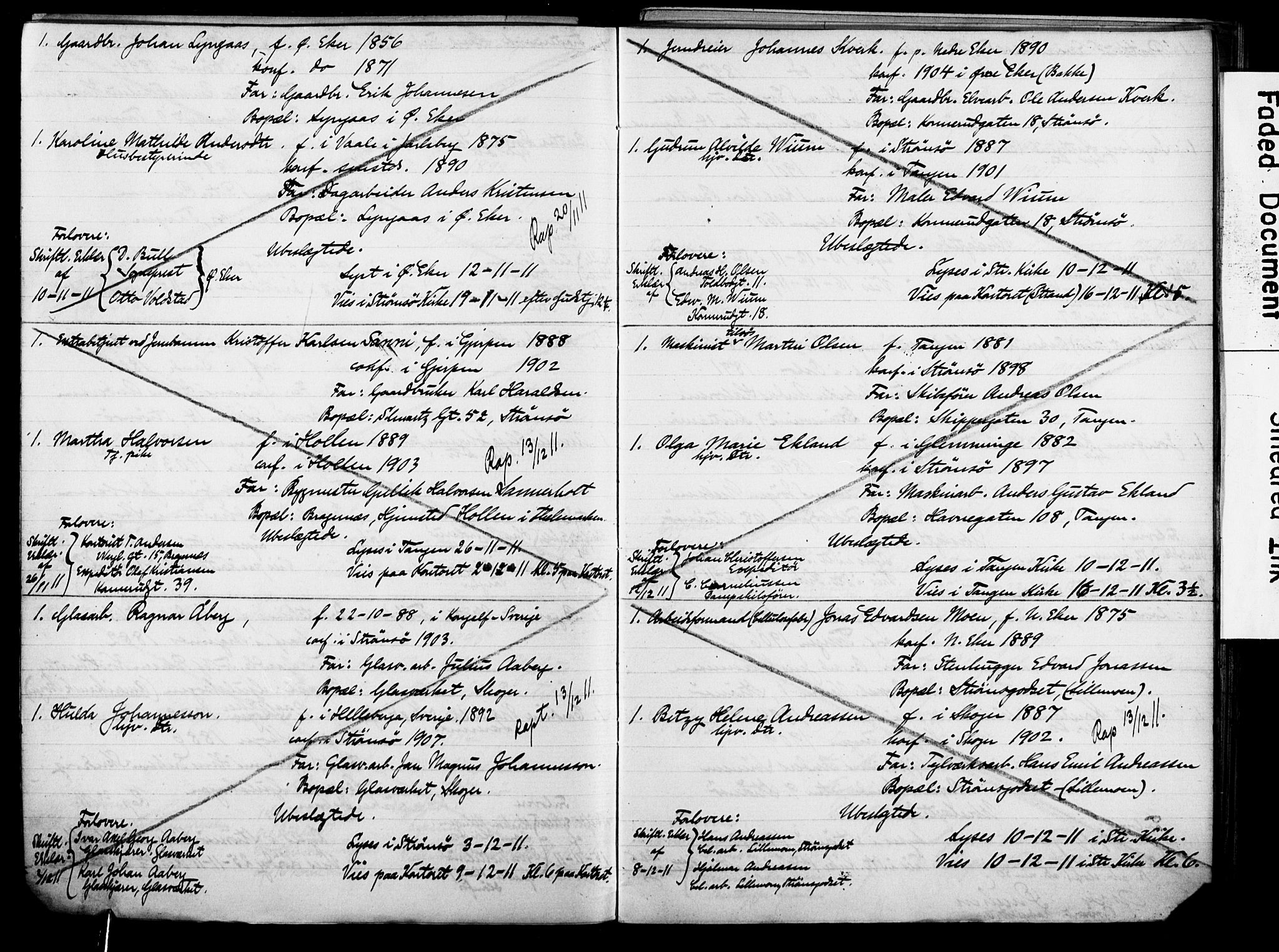 Strømsø kirkebøker, AV/SAKO-A-246/H/Ha/L0014: Banns register no. 14, 1911-1920