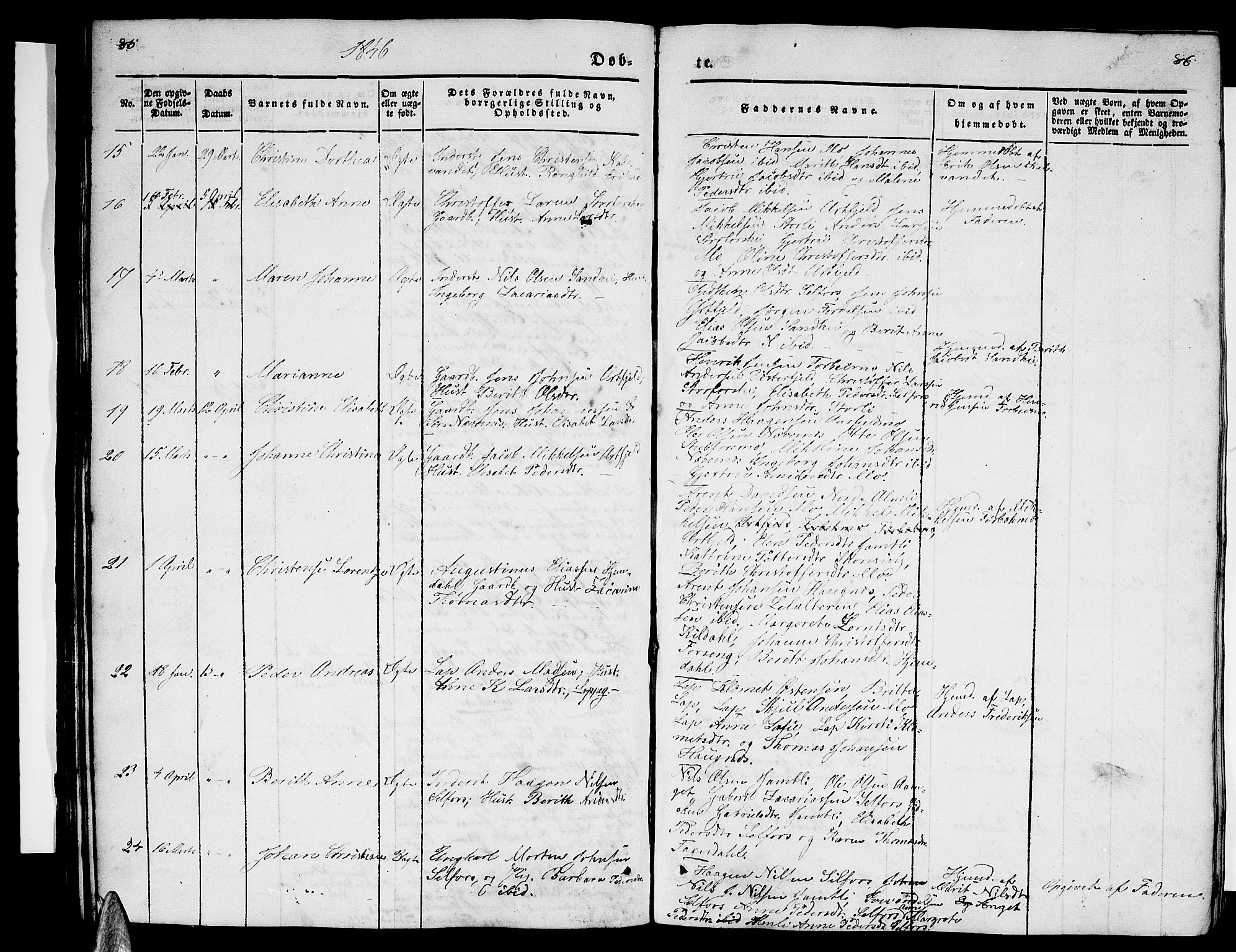 Ministerialprotokoller, klokkerbøker og fødselsregistre - Nordland, AV/SAT-A-1459/827/L0413: Parish register (copy) no. 827C02, 1842-1852, p. 85-86