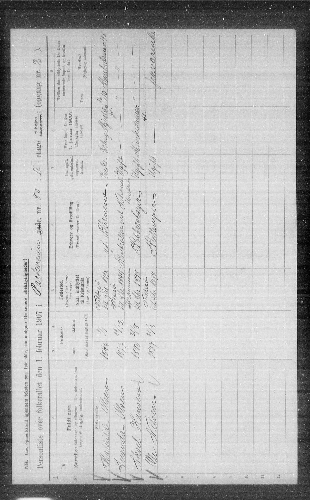 OBA, Municipal Census 1907 for Kristiania, 1907, p. 40201