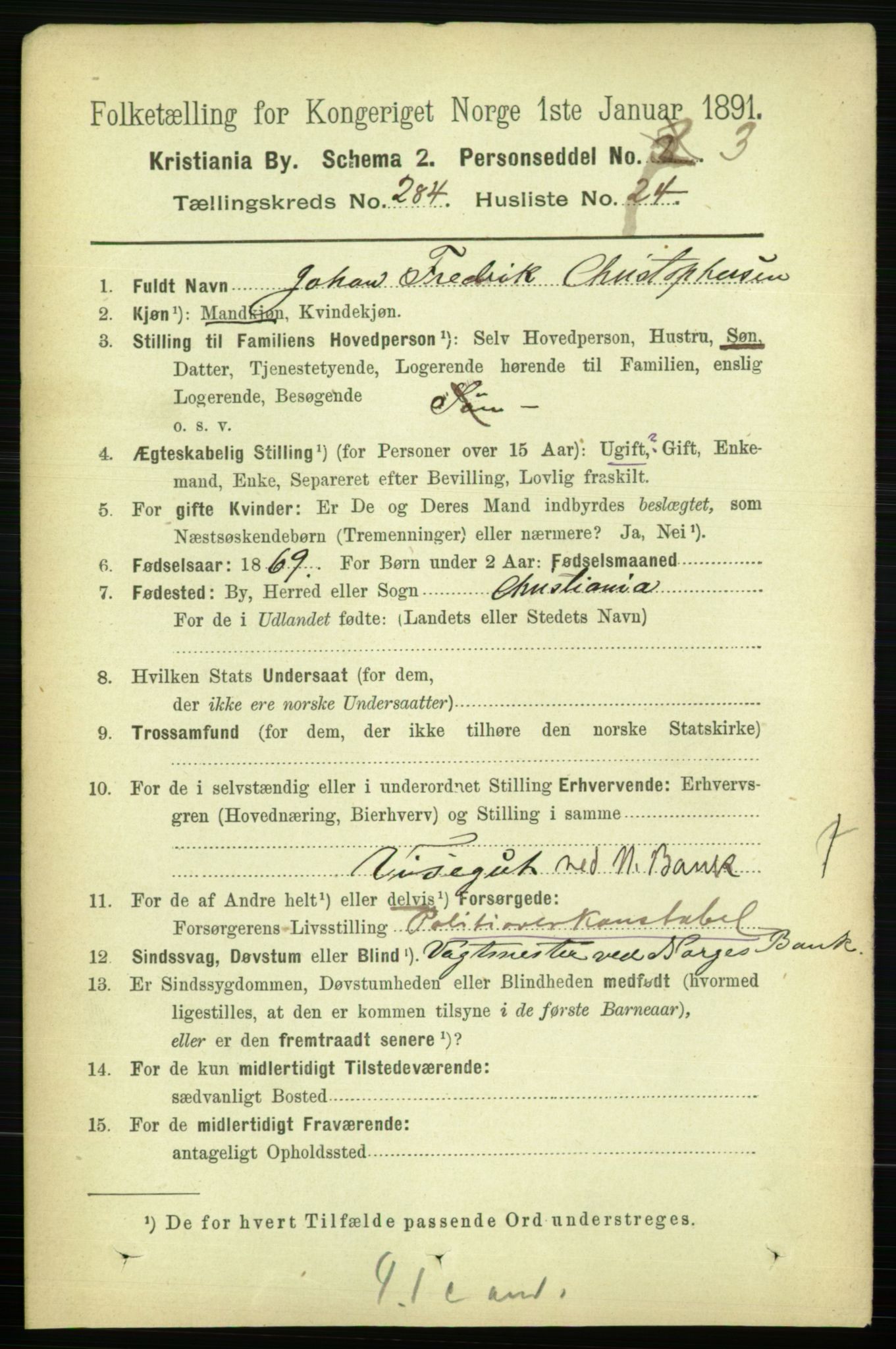 RA, 1891 census for 0301 Kristiania, 1891, p. 174118