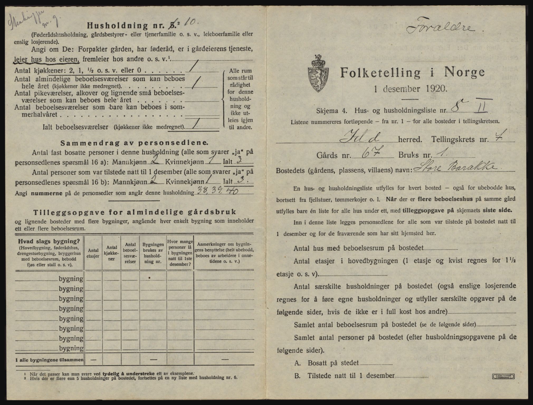 SAO, 1920 census for Idd, 1920, p. 1046
