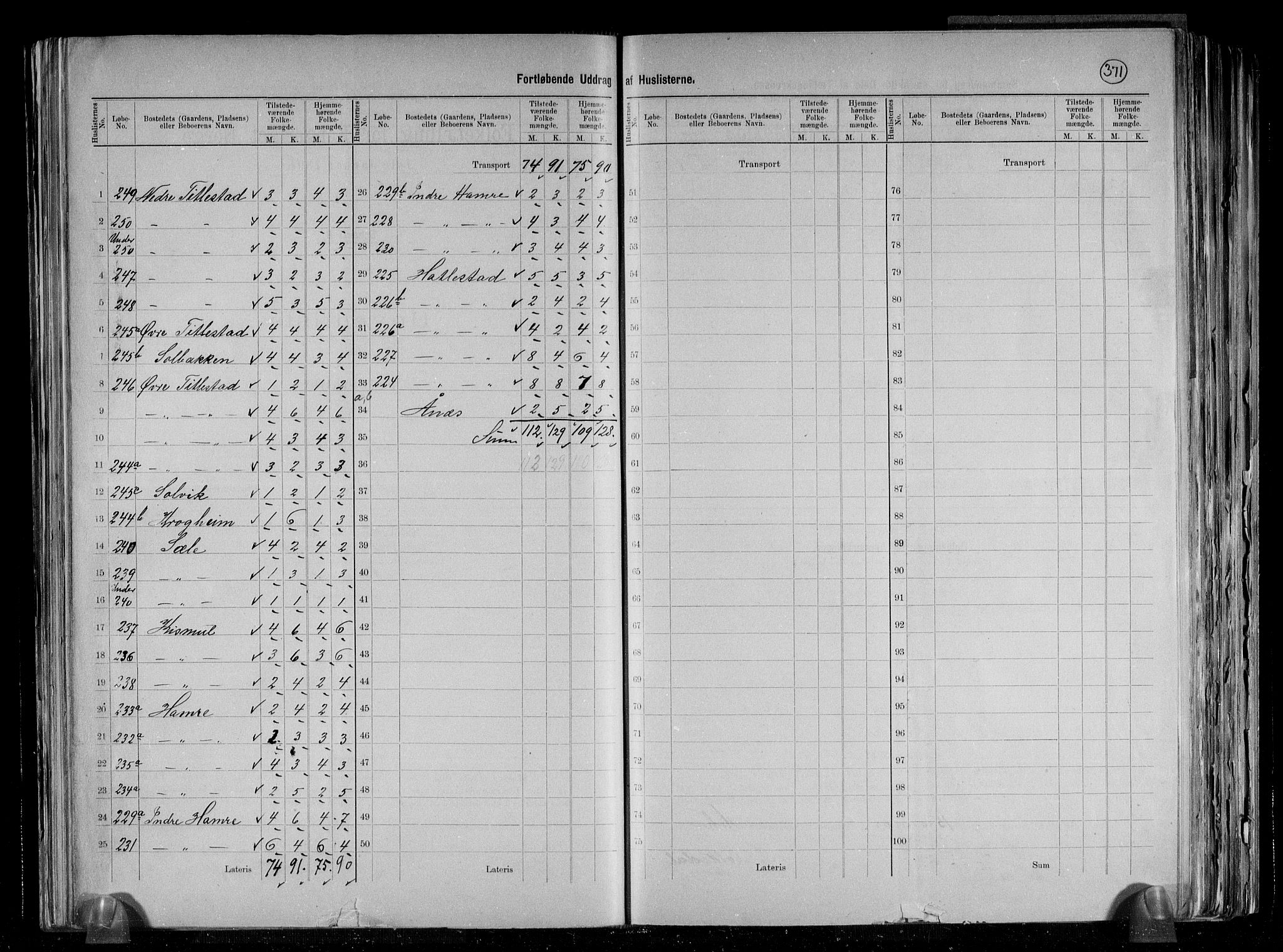RA, 1891 census for 1249 Fana, 1891, p. 7