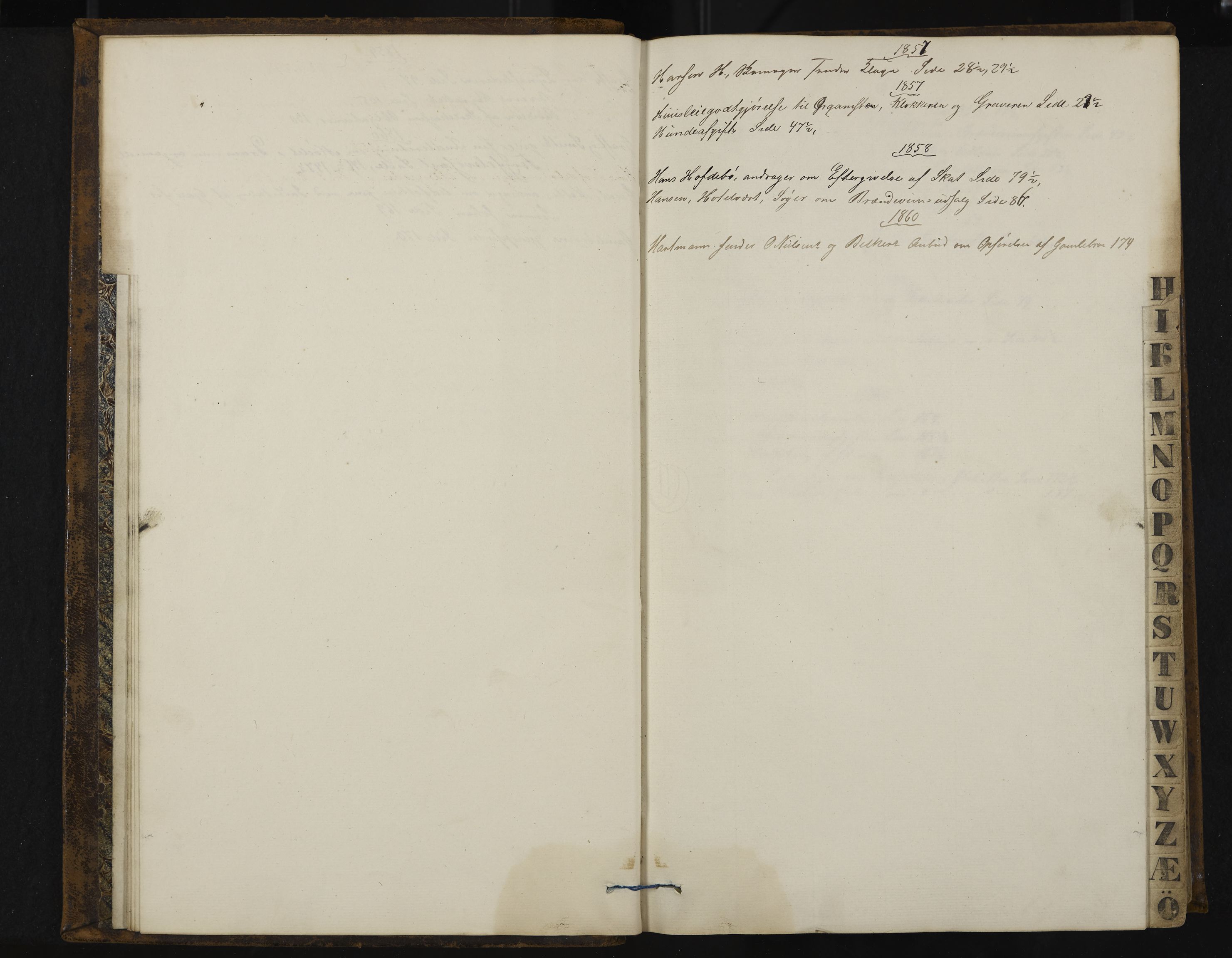 Kongsberg formannskap og sentraladministrasjon, IKAK/0604021-1/A/L0003: Møtebok med register, 1856-1861