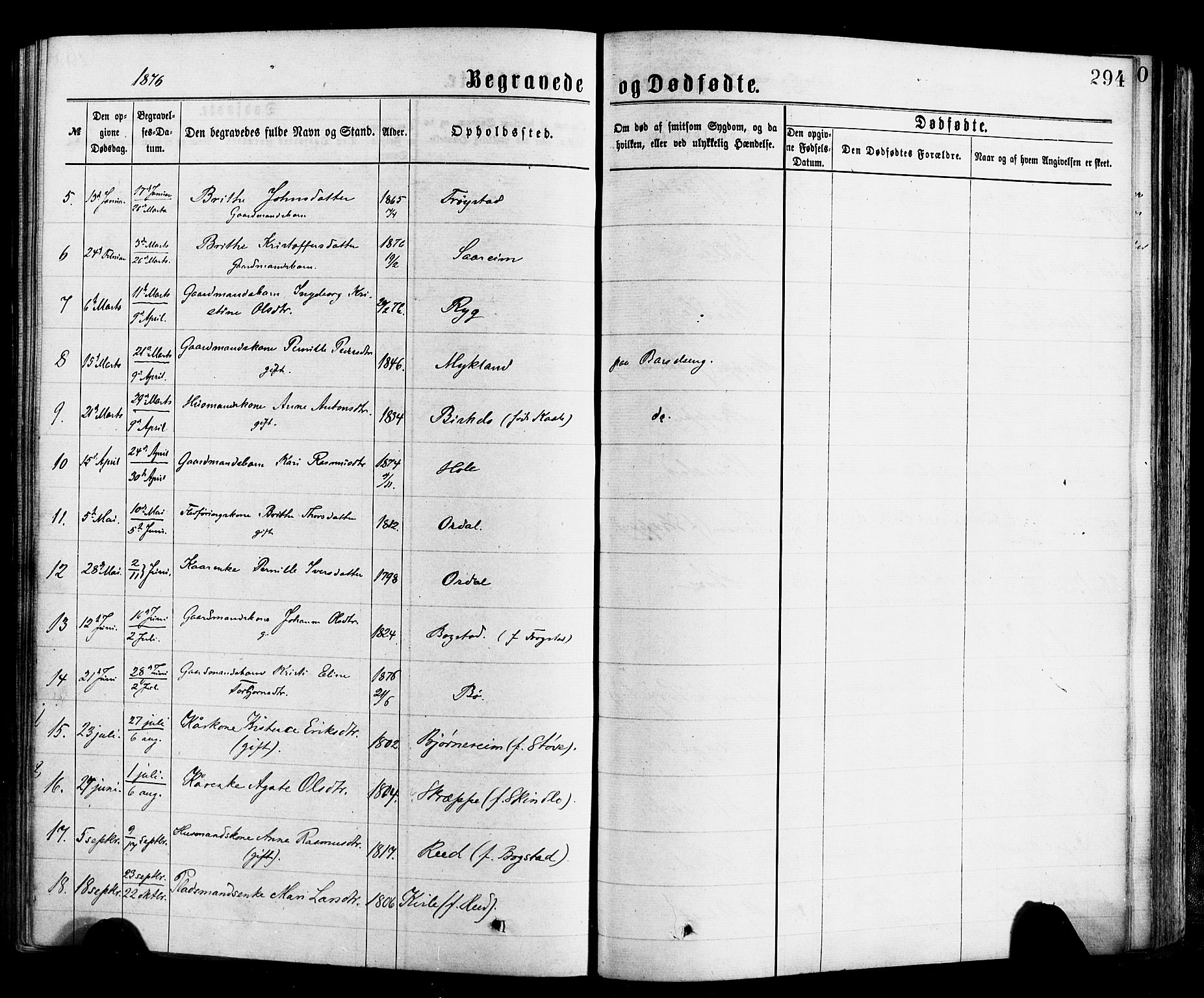 Gloppen sokneprestembete, SAB/A-80101/H/Haa/Haac/L0001: Parish register (official) no. C 1, 1871-1886, p. 294