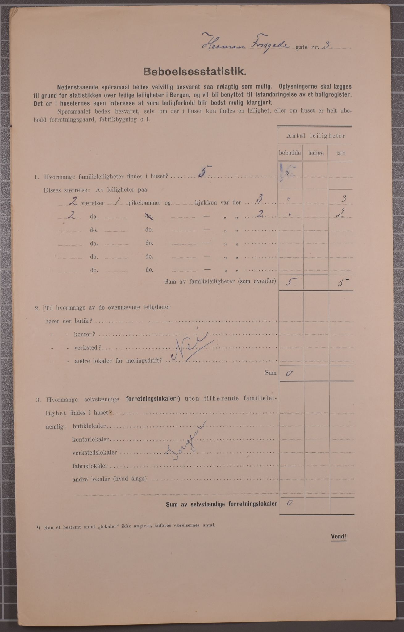 SAB, Municipal Census 1912 for Bergen, 1912, p. 2920