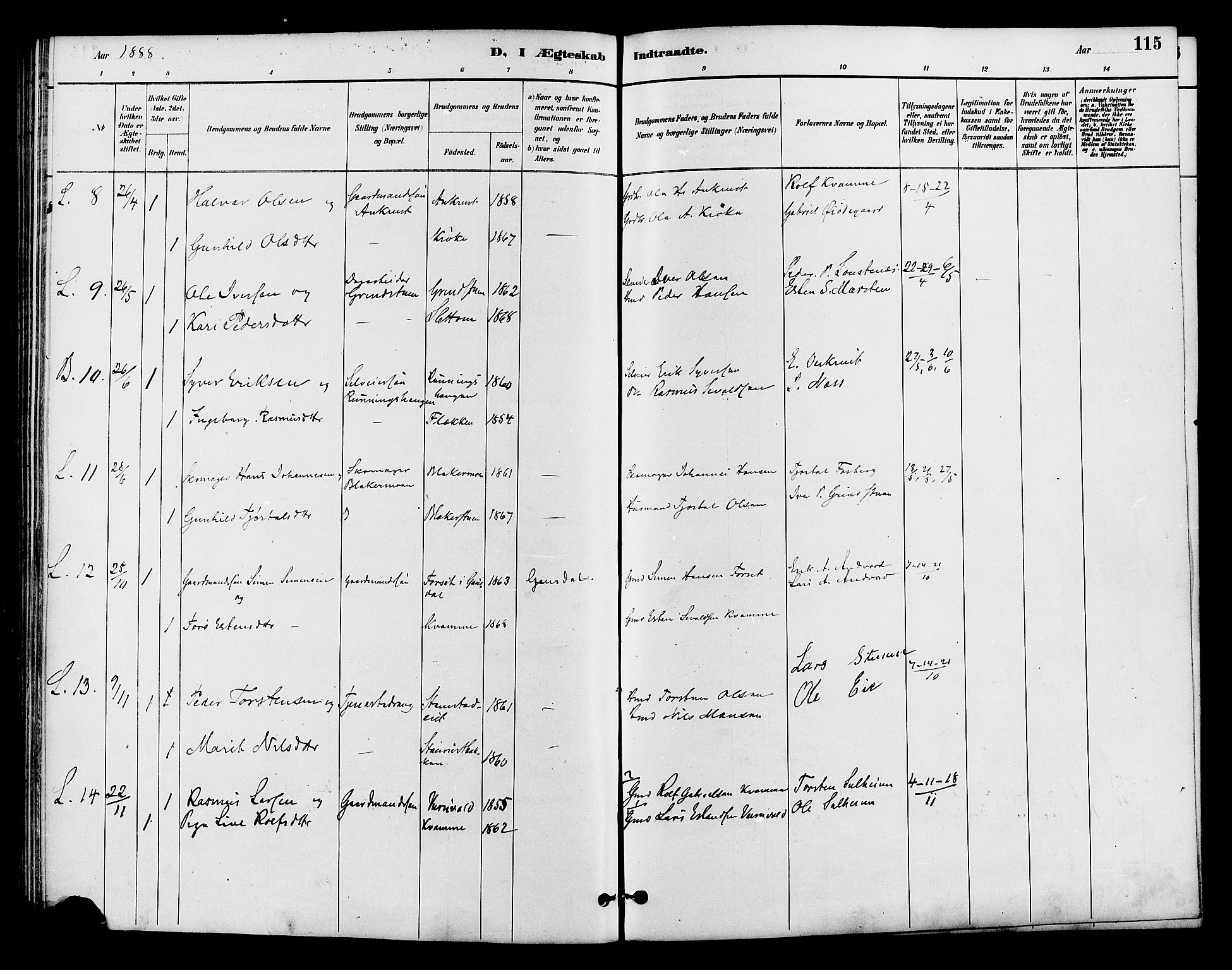 Lom prestekontor, AV/SAH-PREST-070/K/L0008: Parish register (official) no. 8, 1885-1898, p. 115