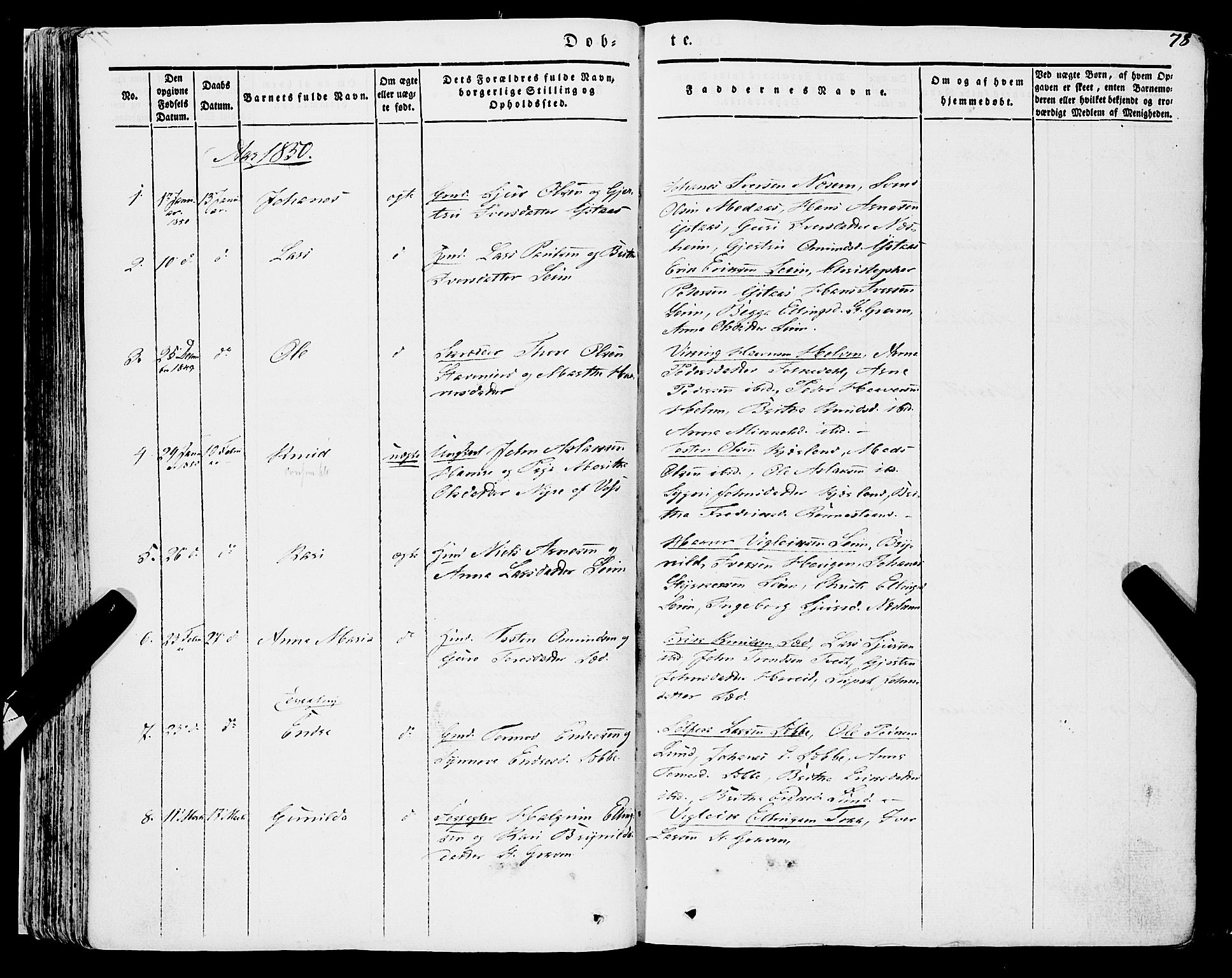 Ulvik sokneprestembete, AV/SAB-A-78801/H/Haa: Parish register (official) no. A 12, 1839-1853, p. 78