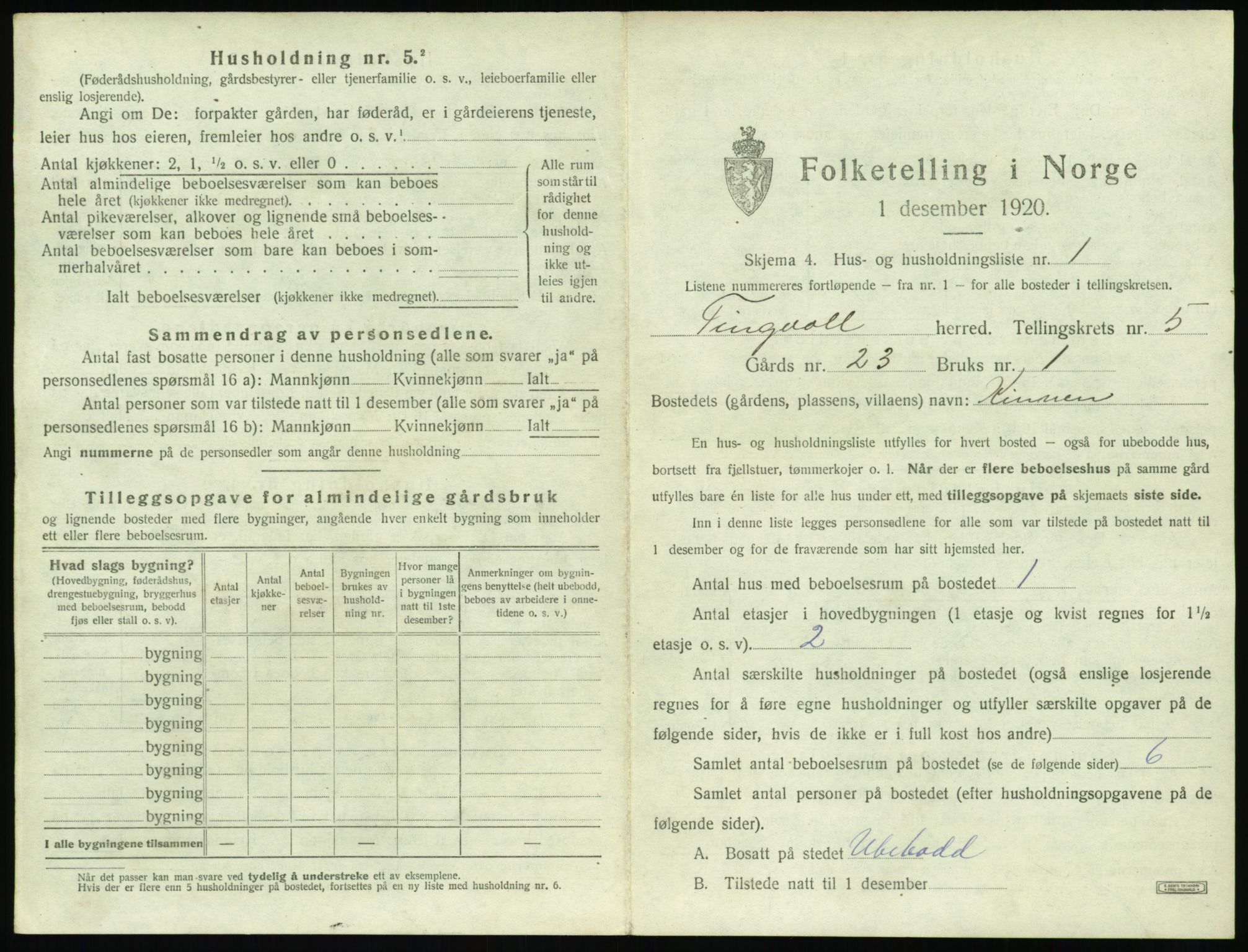 SAT, 1920 census for Tingvoll, 1920, p. 240