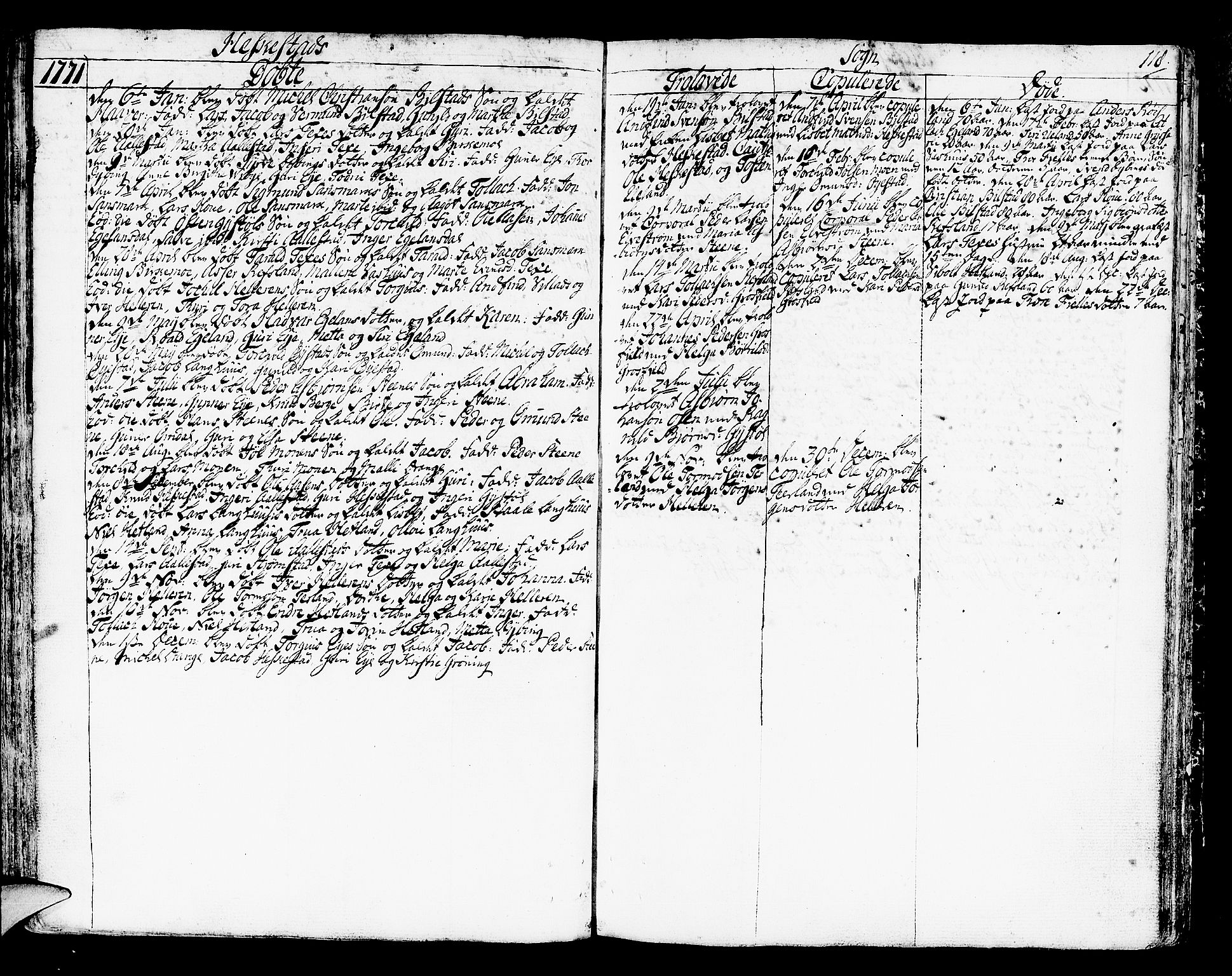 Helleland sokneprestkontor, SAST/A-101810: Parish register (official) no. A 2 /3, 1762-1791, p. 118