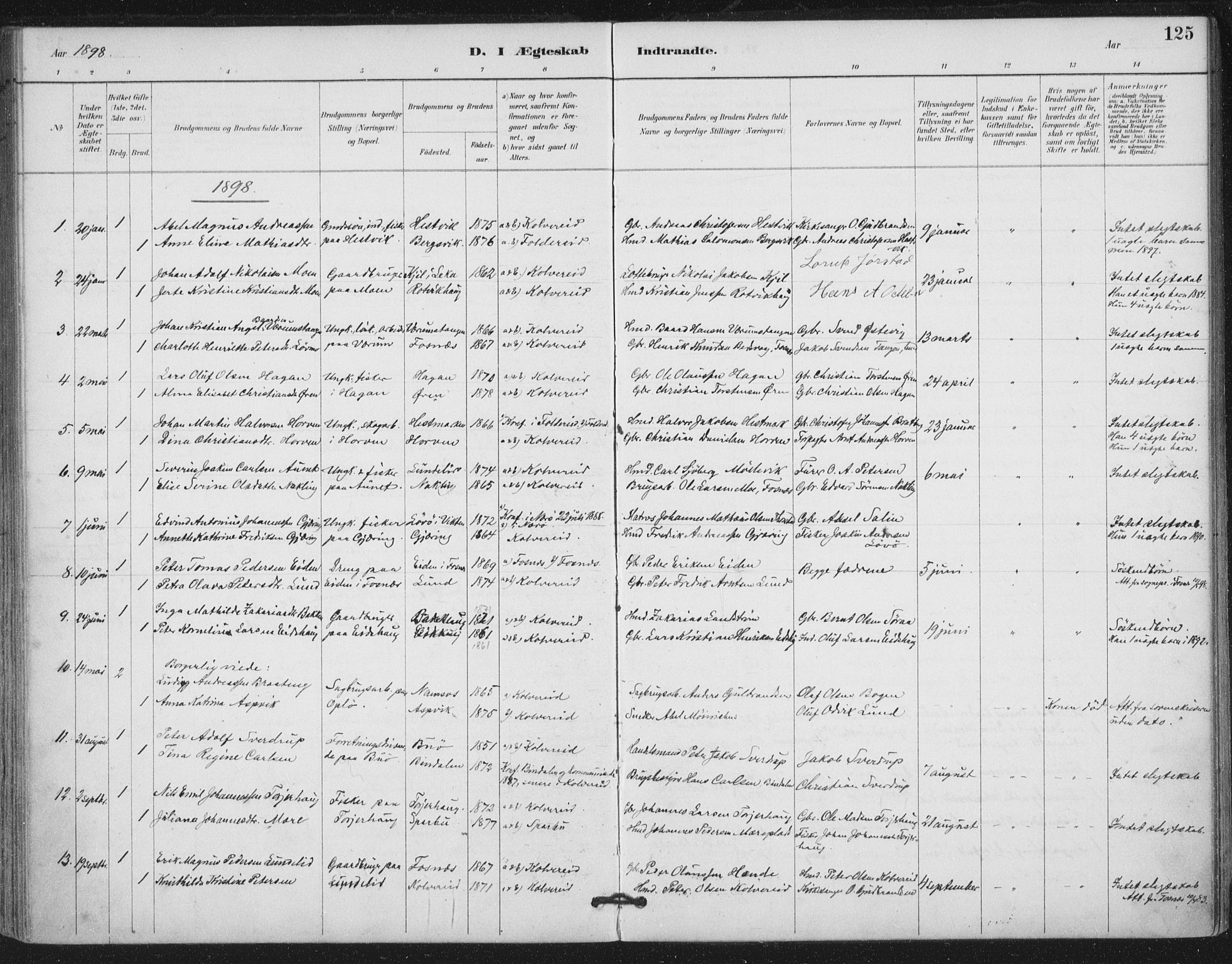 Ministerialprotokoller, klokkerbøker og fødselsregistre - Nord-Trøndelag, SAT/A-1458/780/L0644: Parish register (official) no. 780A08, 1886-1903, p. 125