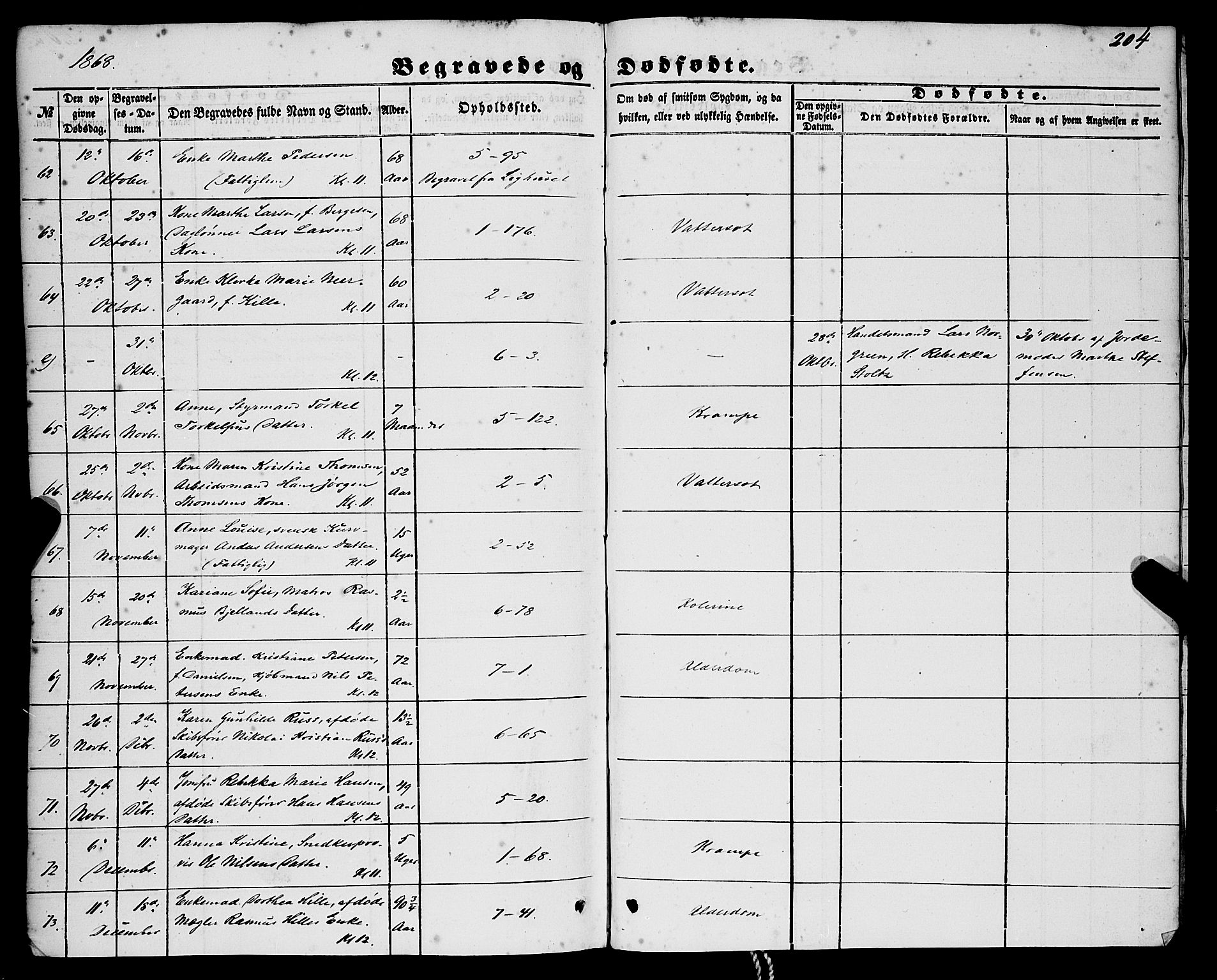 Nykirken Sokneprestembete, AV/SAB-A-77101/H/Haa/L0042: Parish register (official) no. E 2, 1850-1868, p. 204