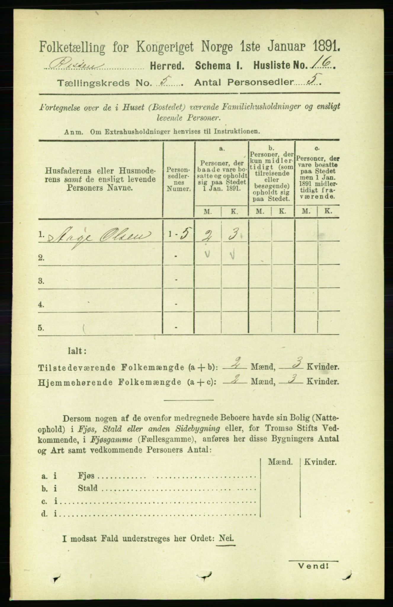 RA, 1891 census for 1624 Rissa, 1891, p. 2606