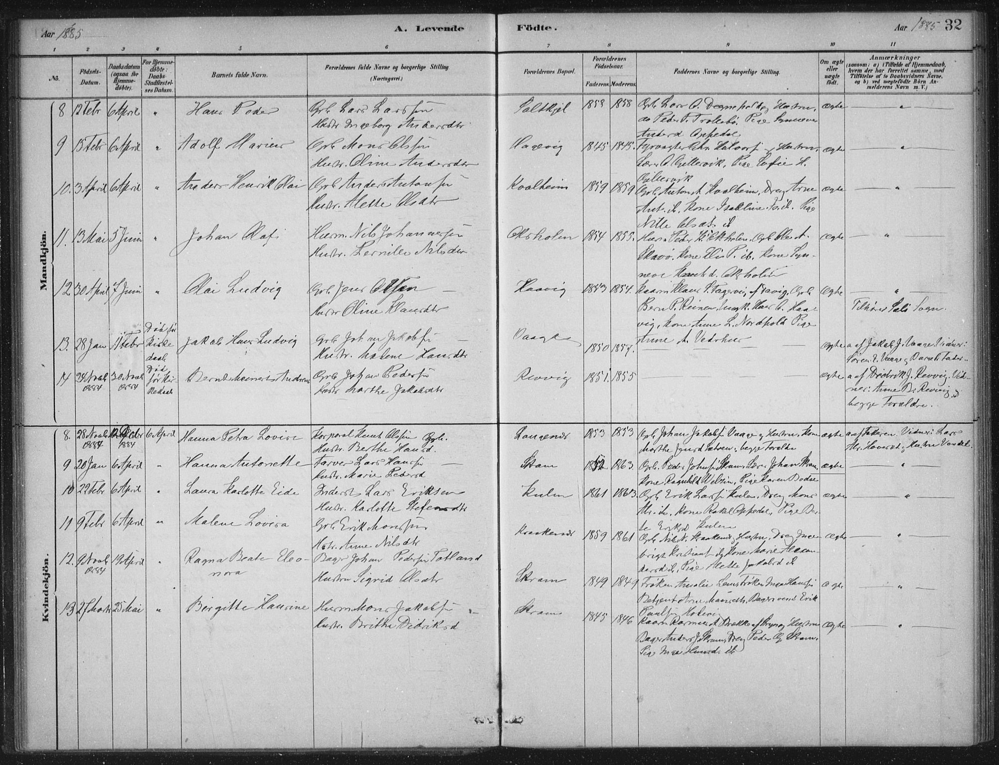 Selje sokneprestembete, AV/SAB-A-99938/H/Ha/Haa/Haac/L0001: Parish register (official) no. C  1, 1881-1888, p. 32