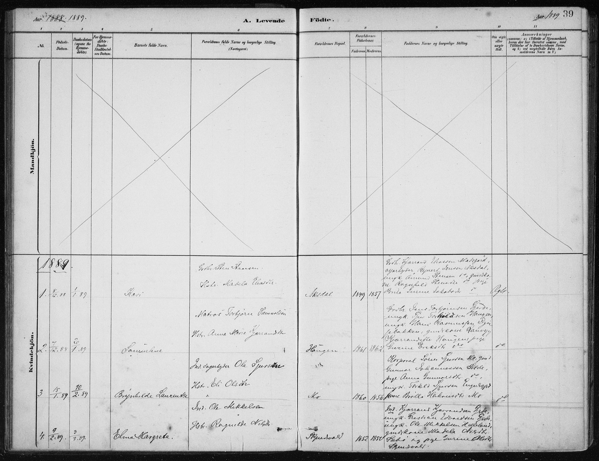 Etne sokneprestembete, AV/SAB-A-75001/H/Haa: Parish register (official) no. C  1, 1879-1919, p. 39