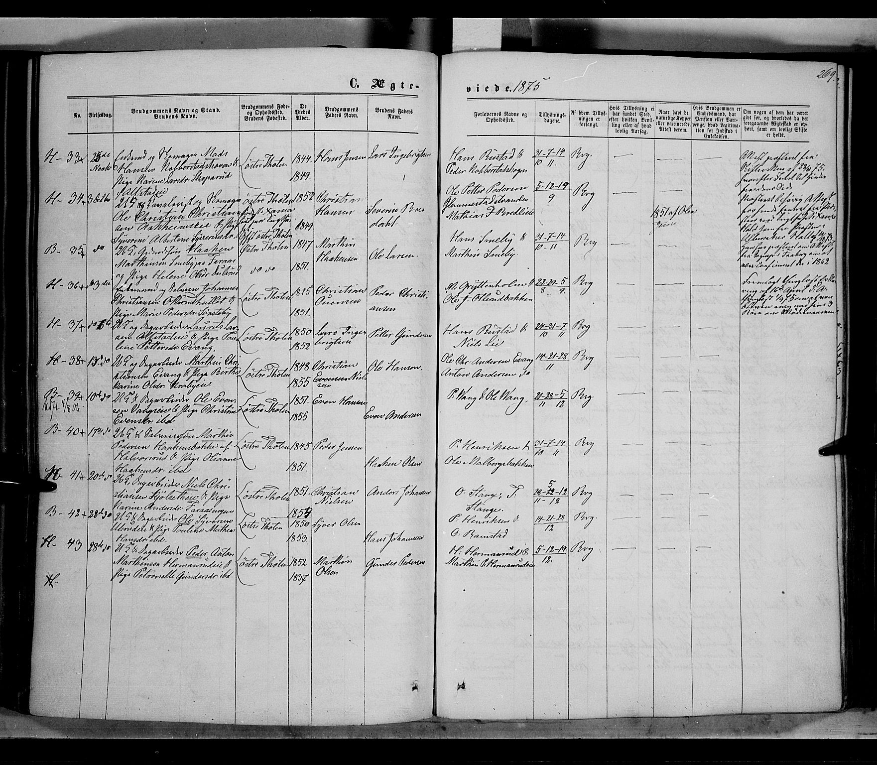 Østre Toten prestekontor, AV/SAH-PREST-104/H/Ha/Haa/L0005: Parish register (official) no. 5, 1866-1877, p. 269