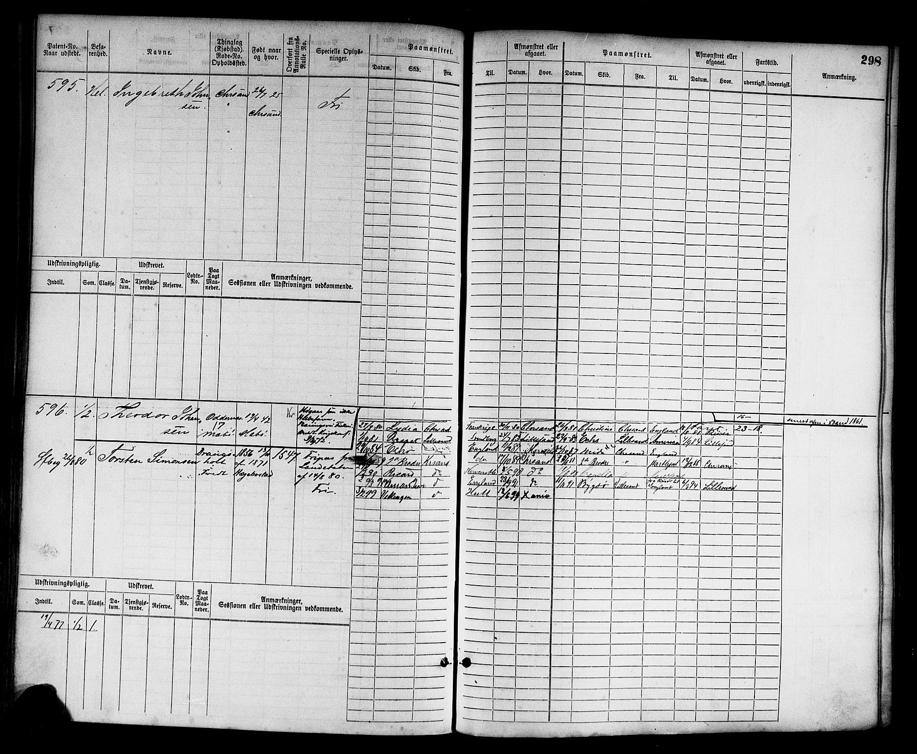 Kristiansand mønstringskrets, AV/SAK-2031-0015/F/Fb/L0003: Hovedrulle nr 1-762, I-10, 1860-1911, p. 314