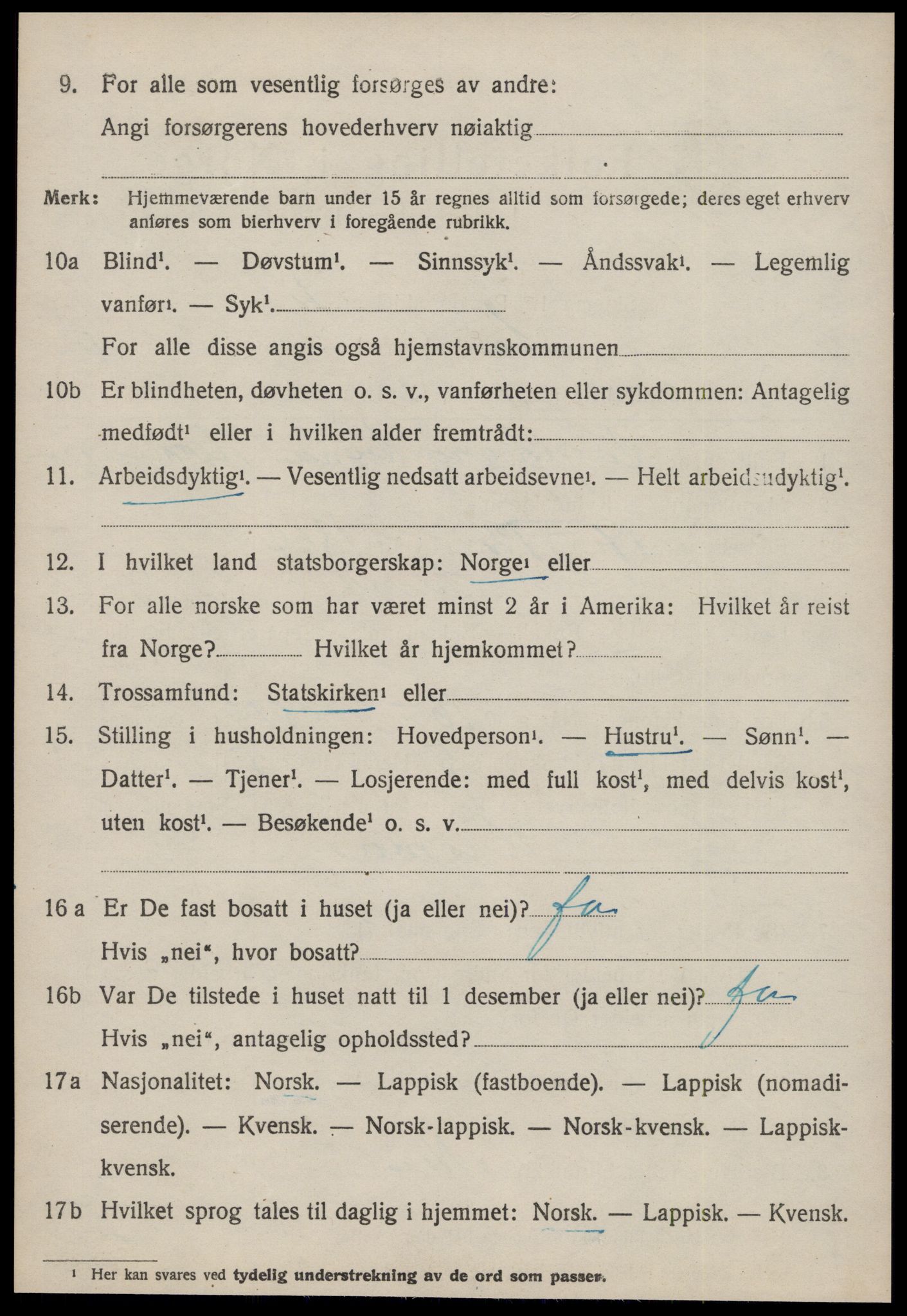 SAT, 1920 census for Å, 1920, p. 2207