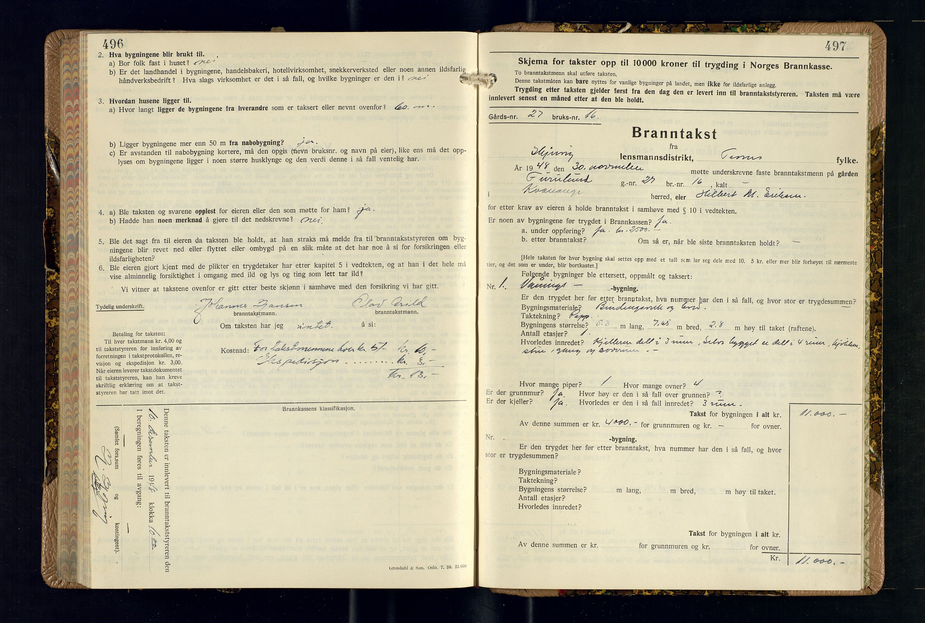 Skjervøy lensmannskontor, AV/SATØ-SATØ-63/F/Fu/Fub/L0269: Branntakstprotokoll (S), 1944-1948, p. 496-497