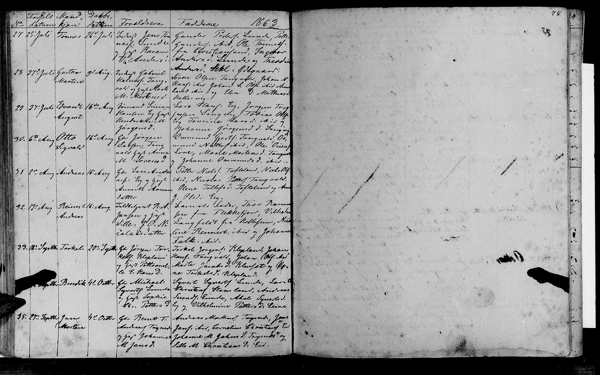 Søgne sokneprestkontor, AV/SAK-1111-0037/F/Fb/Fbb/L0003: Parish register (copy) no. B 3, 1848-1864, p. 78