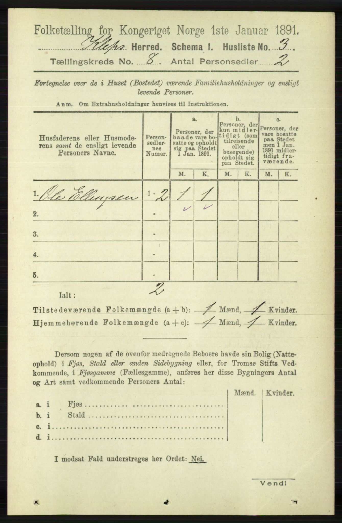 RA, 1891 census for 1120 Klepp, 1891, p. 2477