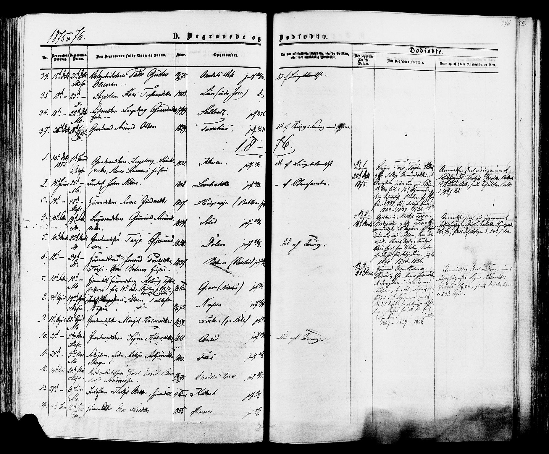 Mo kirkebøker, SAKO/A-286/F/Fa/L0006: Parish register (official) no. I 6, 1865-1885, p. 246