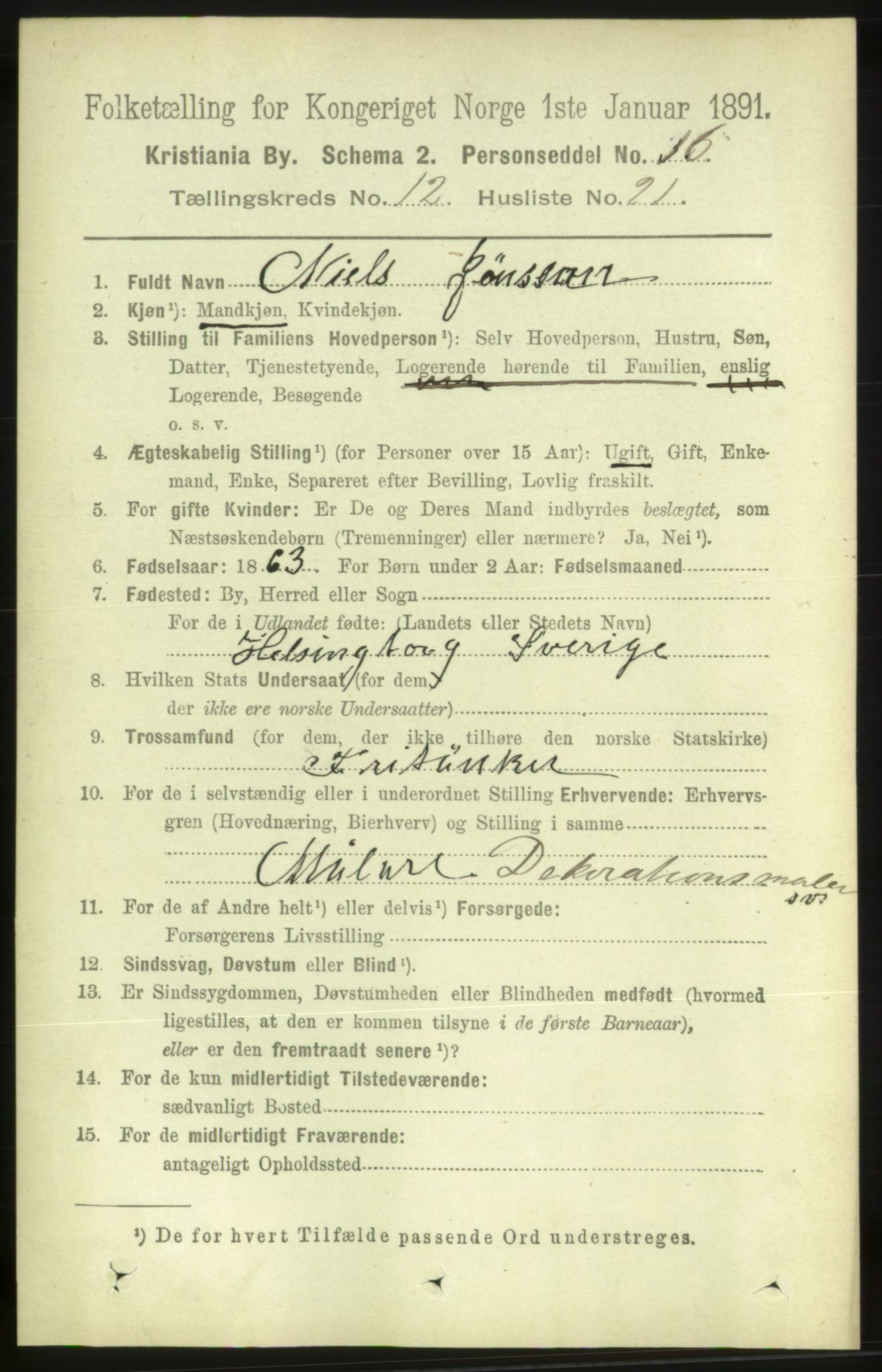 RA, 1891 census for 0301 Kristiania, 1891, p. 5814