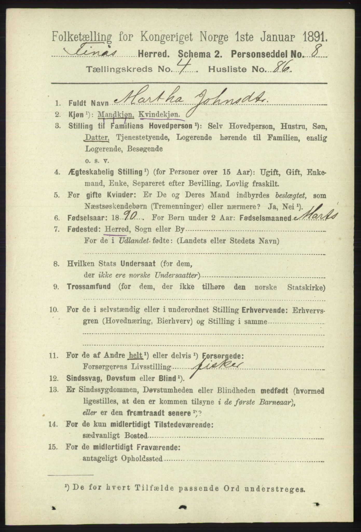 RA, 1891 census for 1218 Finnås, 1891, p. 2184