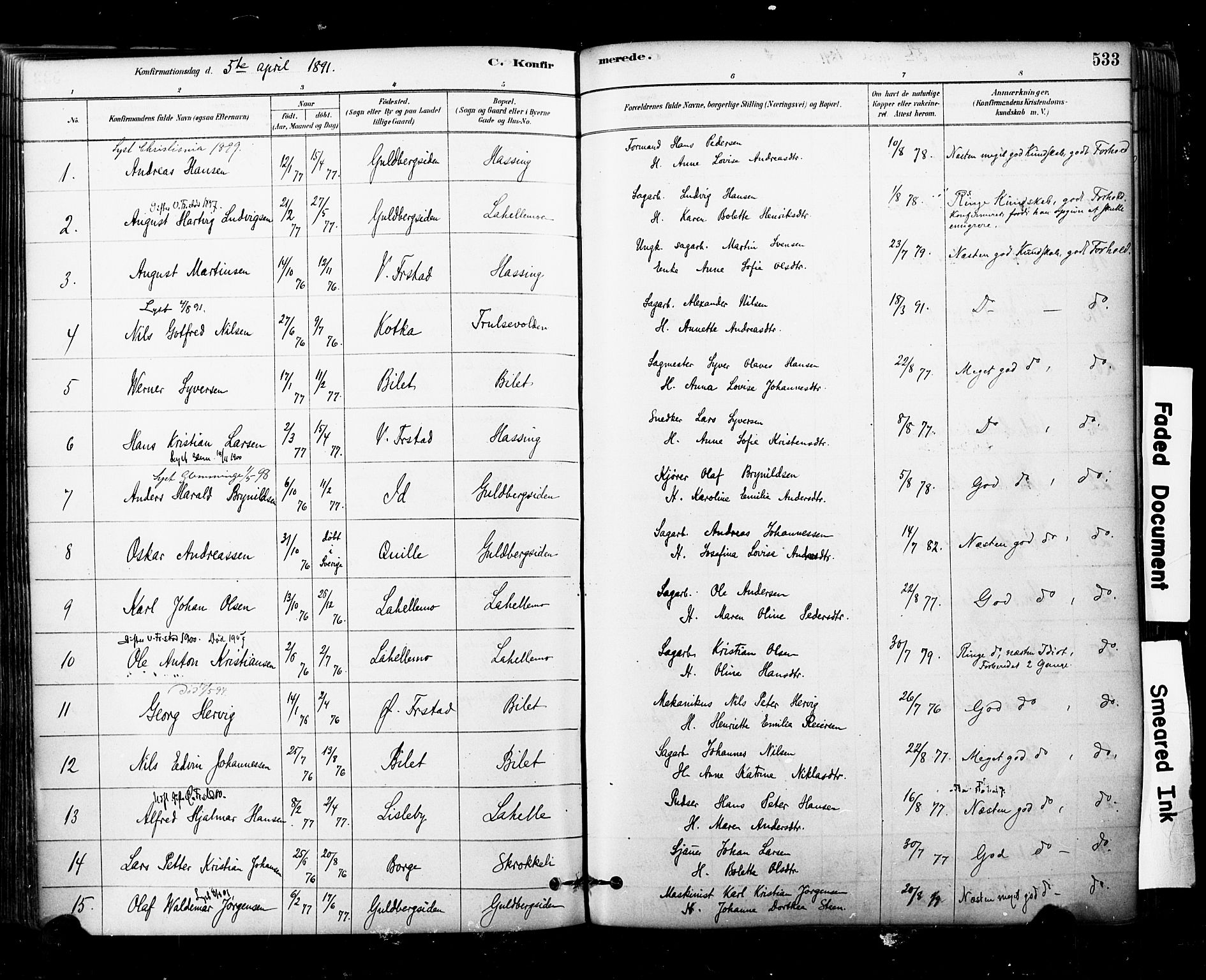 Glemmen prestekontor Kirkebøker, SAO/A-10908/F/Fa/L0011: Parish register (official) no. 11, 1878-1917, p. 533