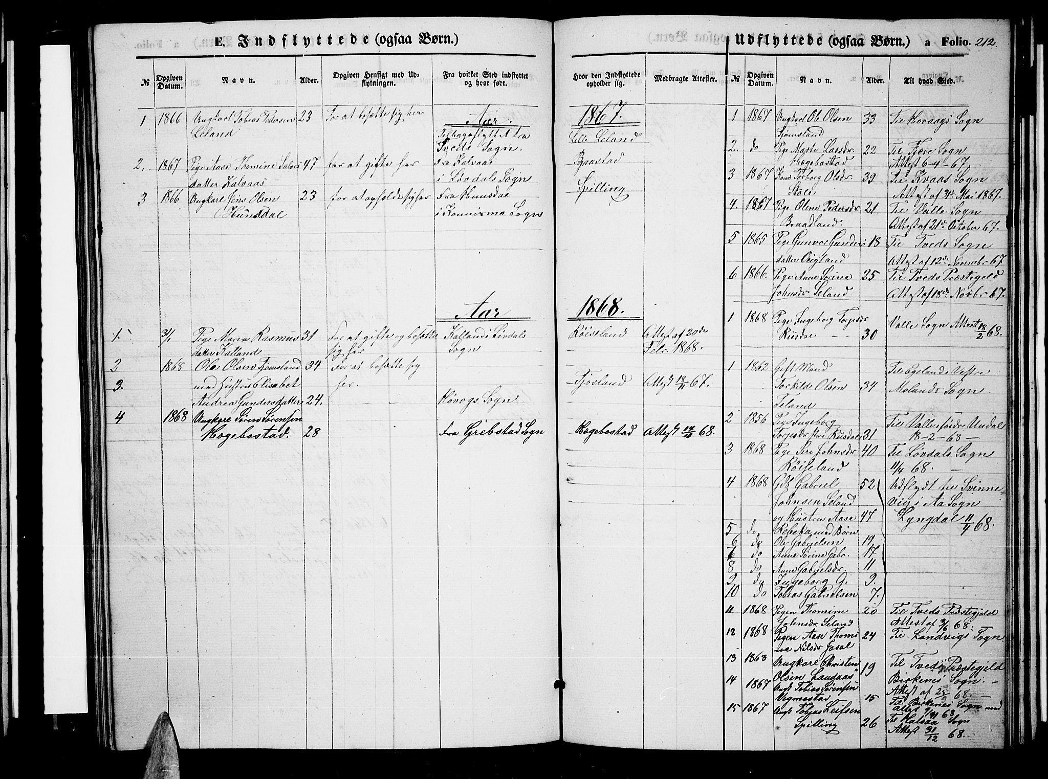 Nord-Audnedal sokneprestkontor, SAK/1111-0032/F/Fb/Fbb/L0002: Parish register (copy) no. B 2, 1859-1882, p. 212