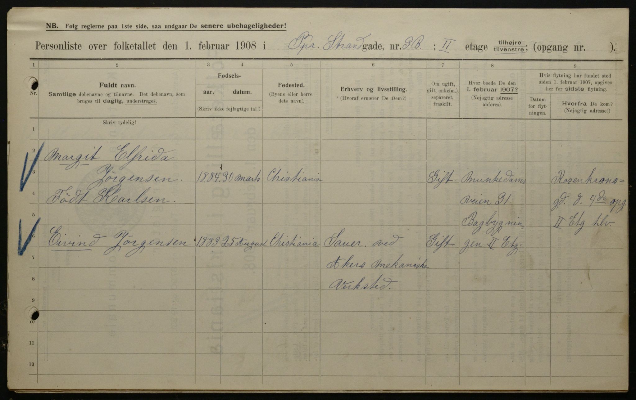 OBA, Municipal Census 1908 for Kristiania, 1908, p. 93273