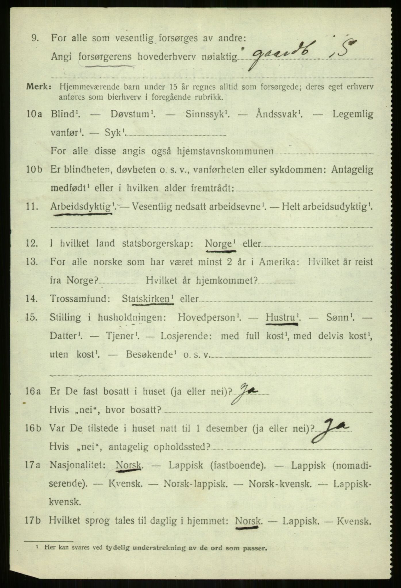 SATØ, 1920 census for Bardu, 1920, p. 630