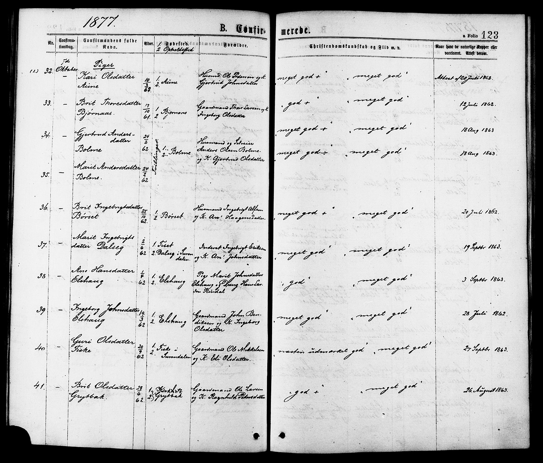 Ministerialprotokoller, klokkerbøker og fødselsregistre - Møre og Romsdal, AV/SAT-A-1454/598/L1068: Parish register (official) no. 598A02, 1872-1881, p. 123