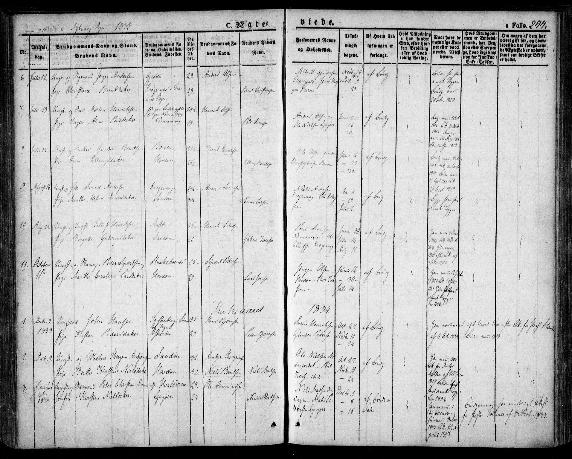 Dypvåg sokneprestkontor, SAK/1111-0007/F/Fa/Faa/L0004: Parish register (official) no. A 4, 1824-1840, p. 244