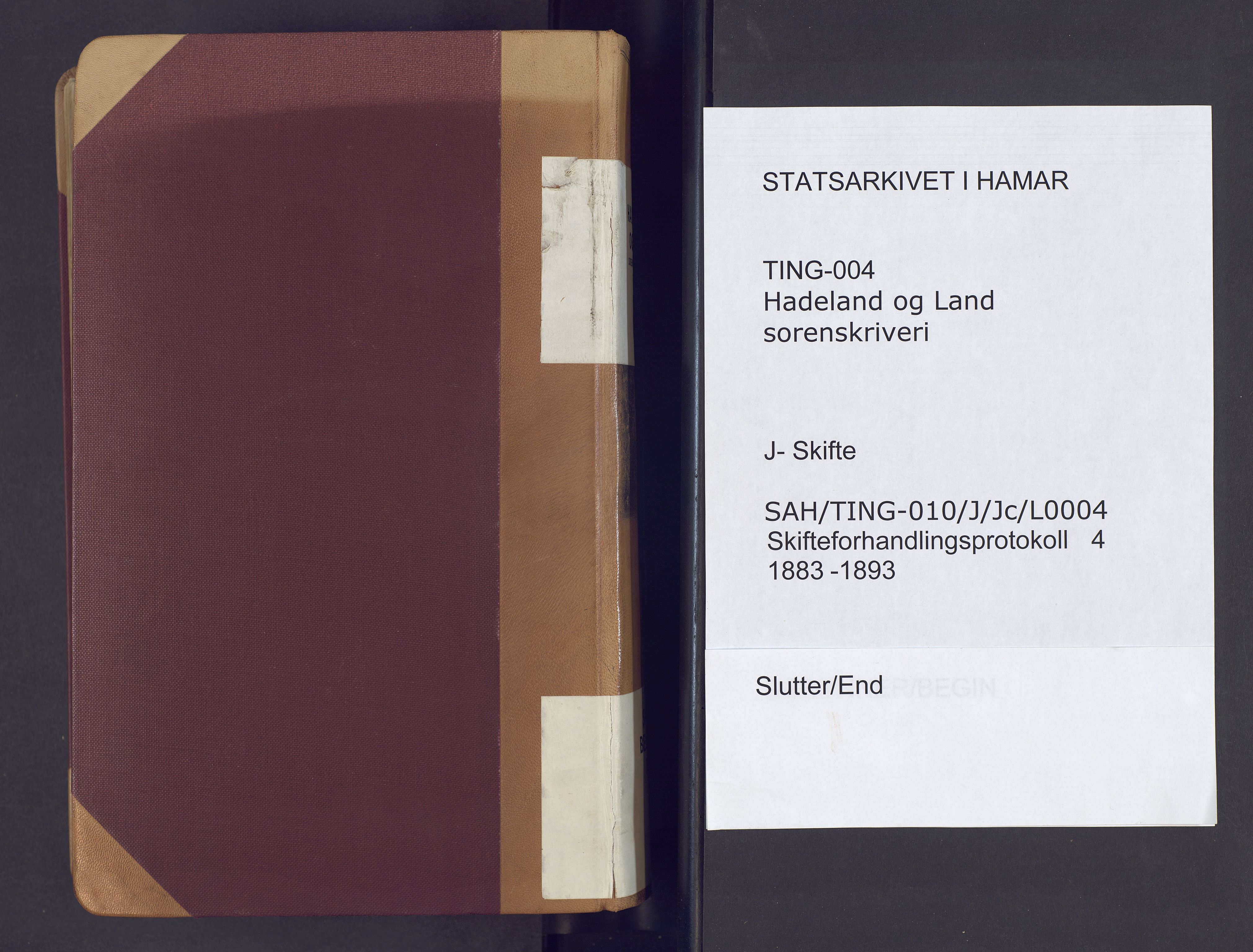 Hadeland og Land tingrett, SAH/TING-010/J/Jc/L0004: Skifteforhandlingsprotokoll, 1883-1893