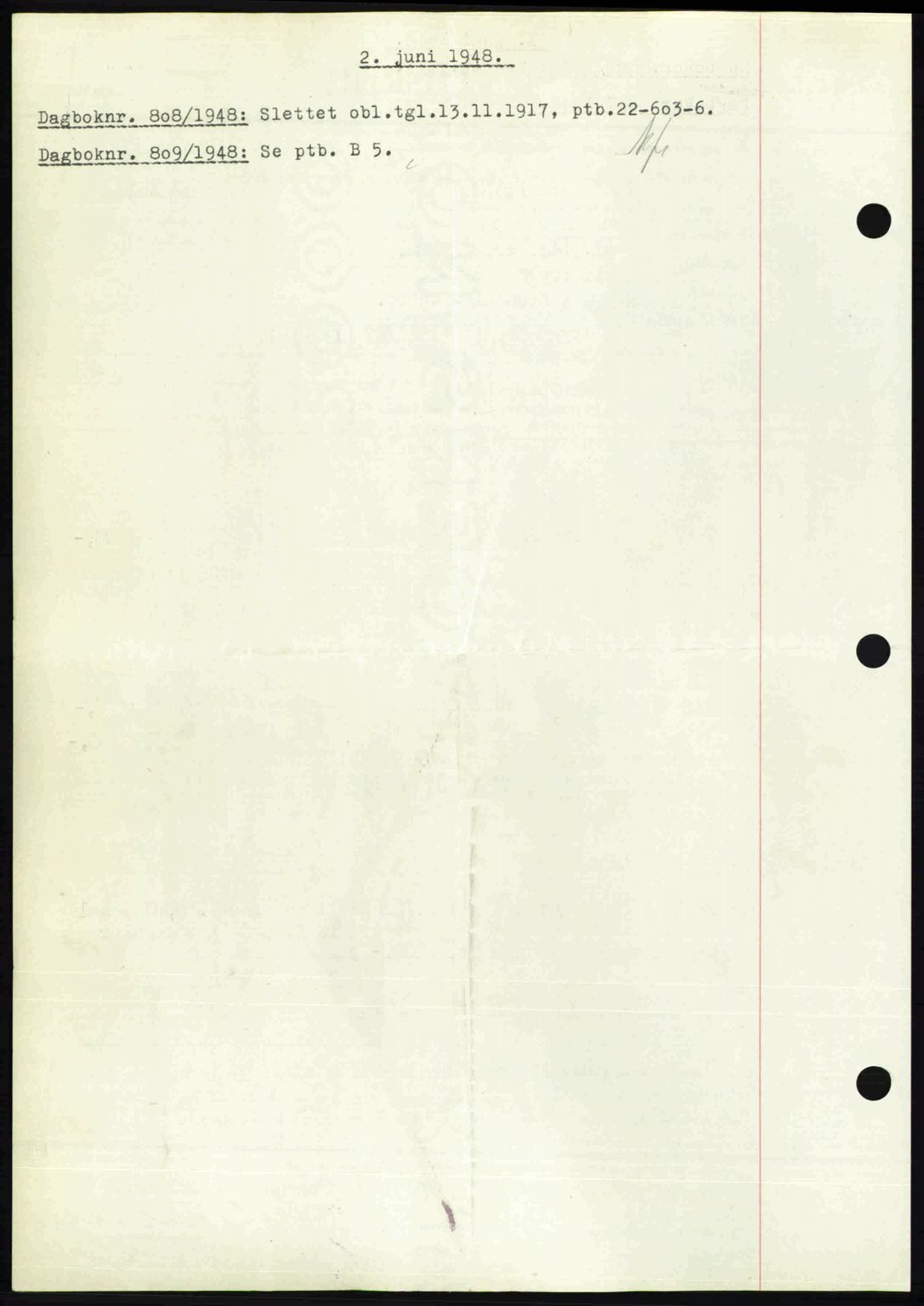 Nedenes sorenskriveri, SAK/1221-0006/G/Gb/Gba/L0059: Mortgage book no. A11, 1948-1948, Diary no: : 808/1948