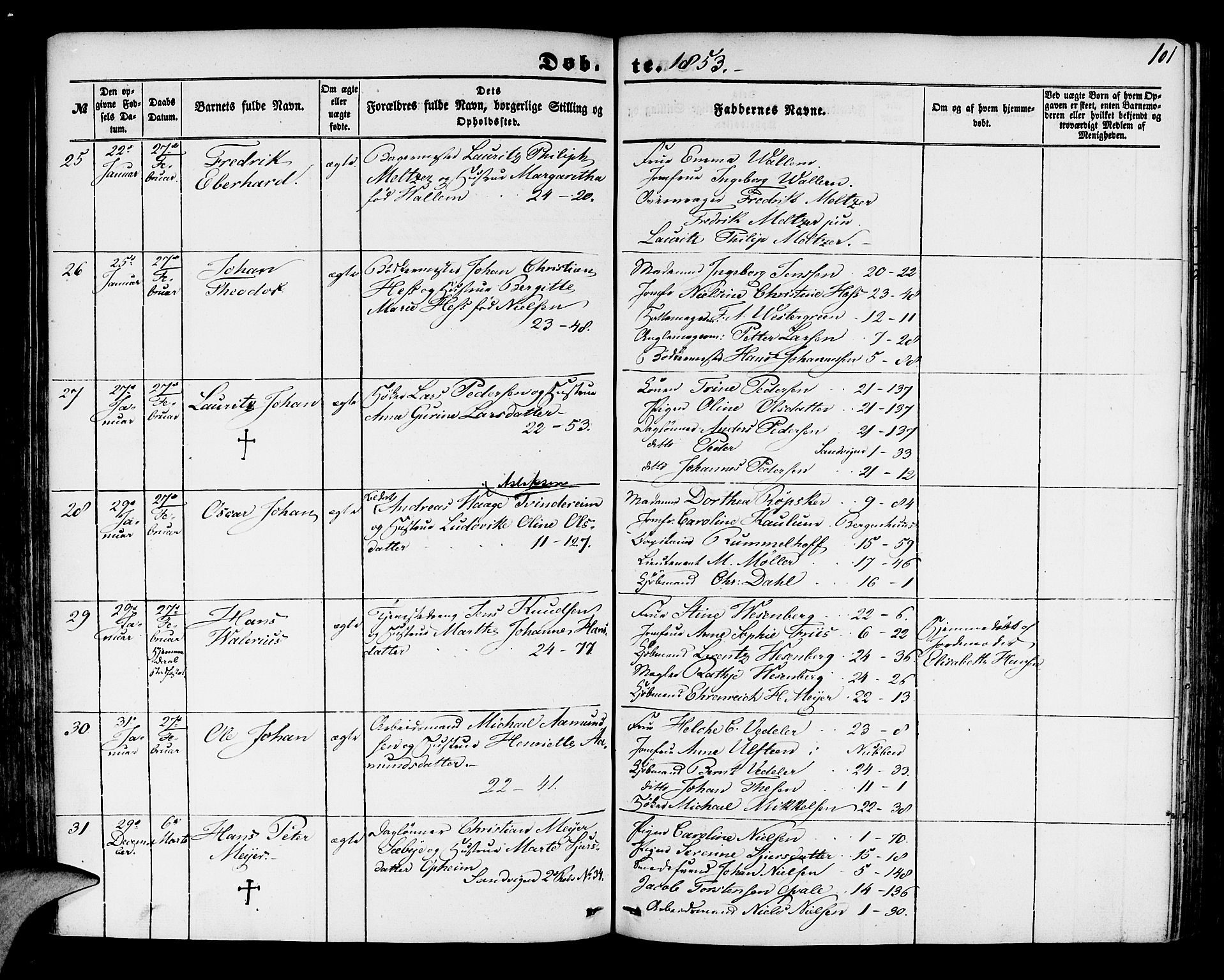 Korskirken sokneprestembete, AV/SAB-A-76101/H/Hab: Parish register (copy) no. B 2, 1847-1853, p. 101