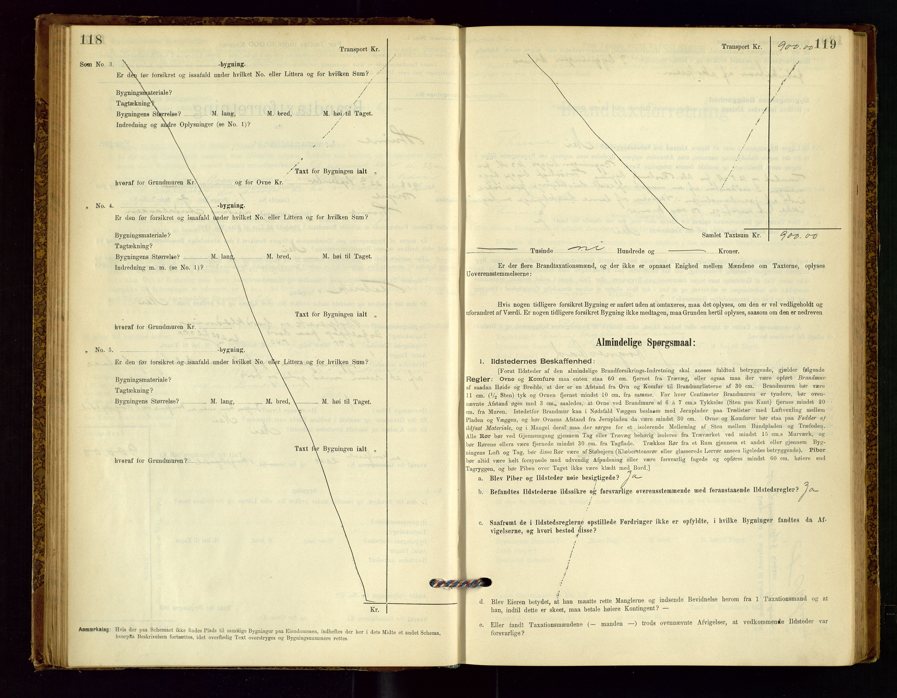 Time lensmannskontor, SAST/A-100420/Gob/L0001: Branntakstprotokoll, 1896-1914, p. 118-119