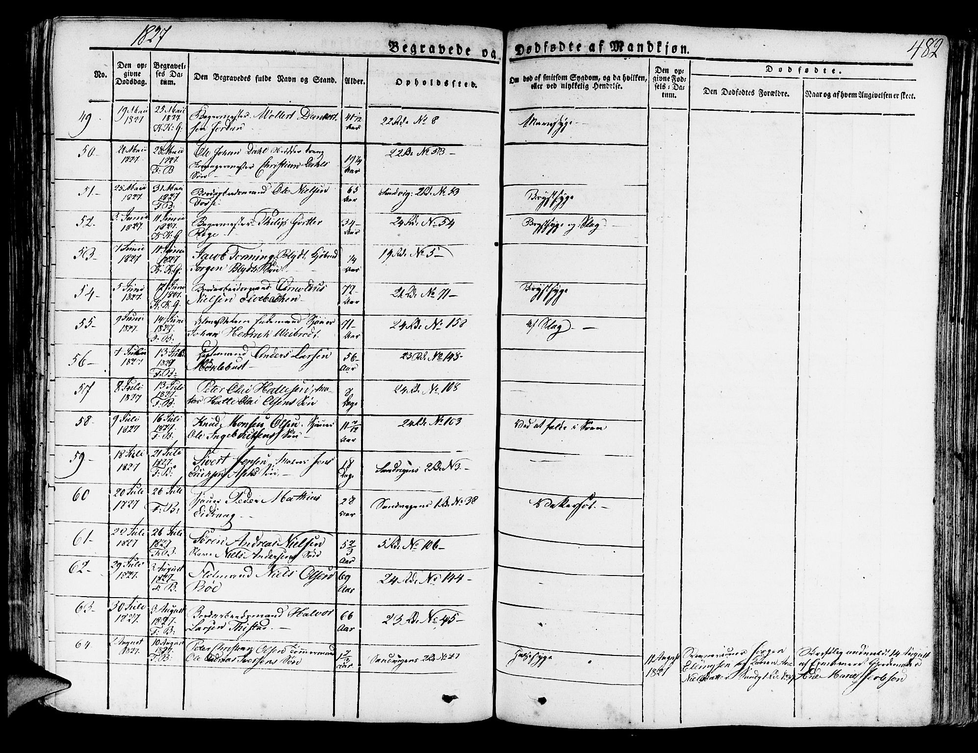 Korskirken sokneprestembete, AV/SAB-A-76101/H/Haa/L0014: Parish register (official) no. A 14, 1823-1835, p. 482