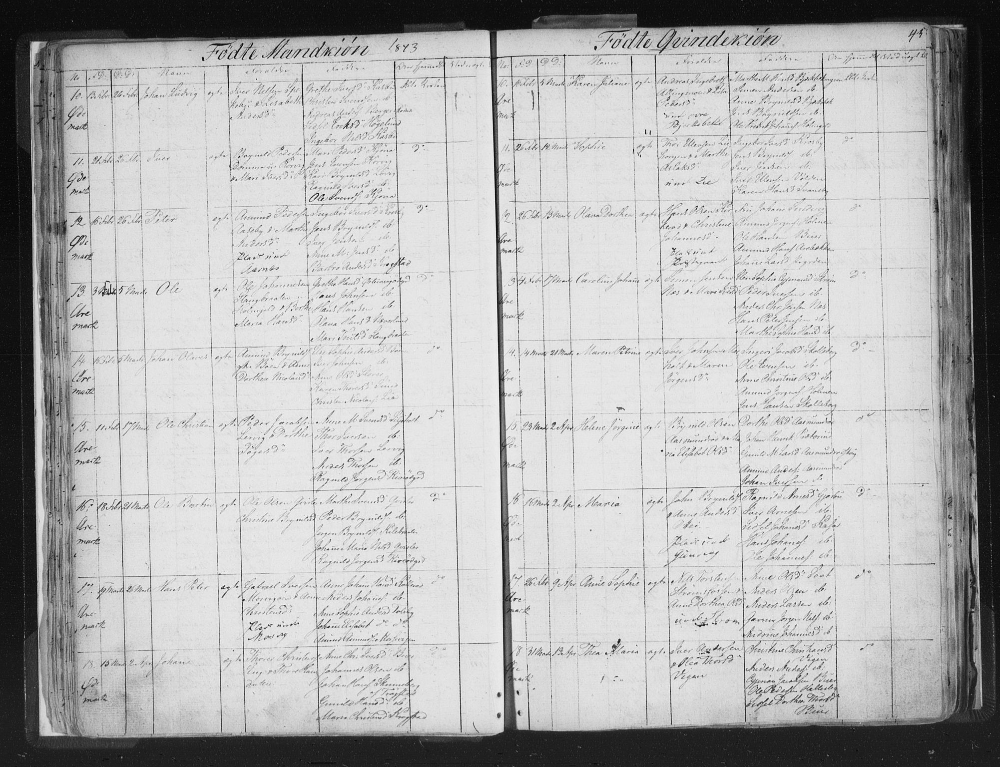 Aremark prestekontor Kirkebøker, SAO/A-10899/F/Fc/L0002: Parish register (official) no. III 2, 1834-1849, p. 45